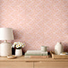 floral peel and stick wallpaper in cottage bedroom