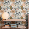 floral peel and stick wallpaper featuring monarch butterflies