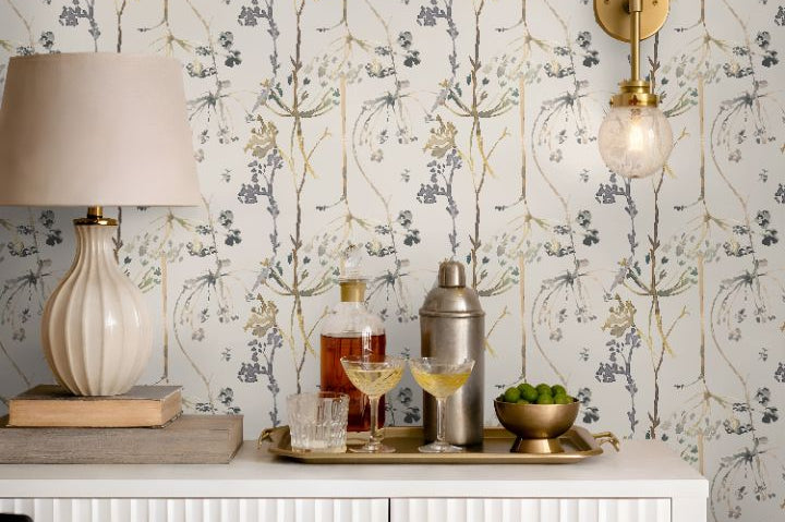 trellis study botanical wallpaper pattern detail