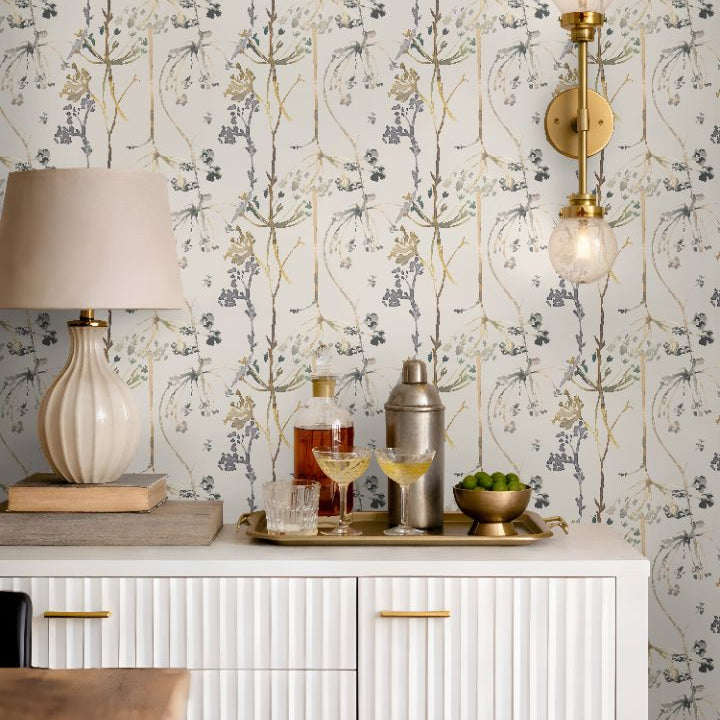 trellis study botanical wallpaper pattern detail