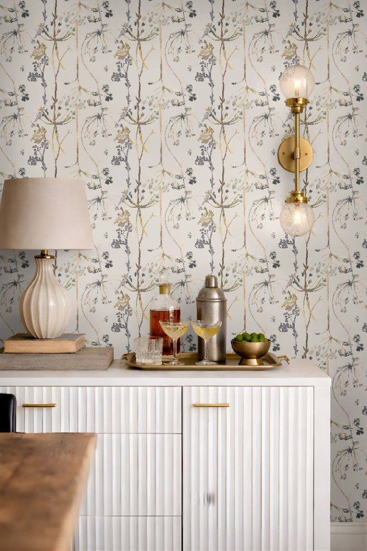 trellis study botanical wallpaper pattern detail