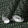 Velvet Pines Contact Paper rolled view showing dark green pine forest pattern with elegant matte finish