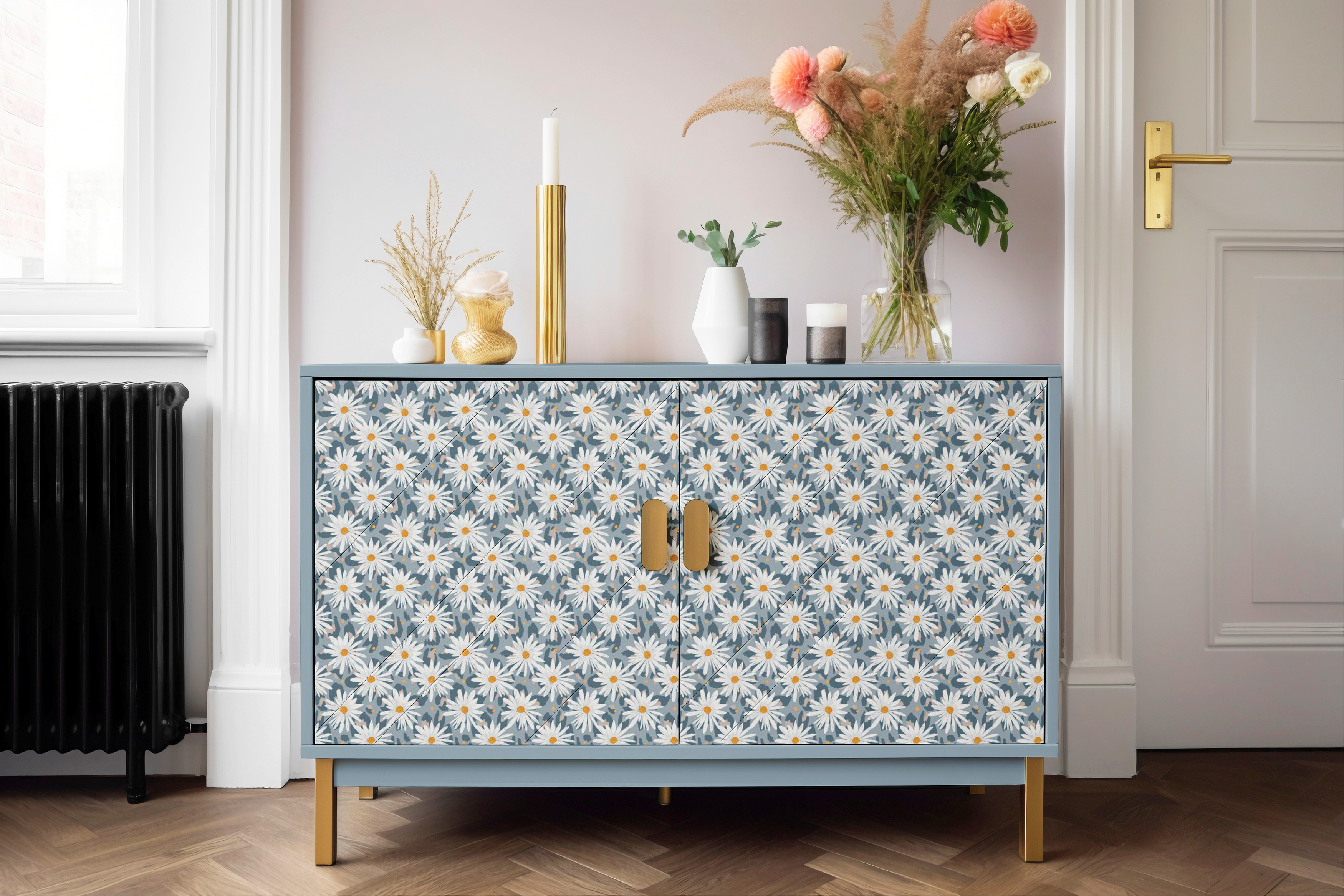 floral contact paper with white petals diy project 1949