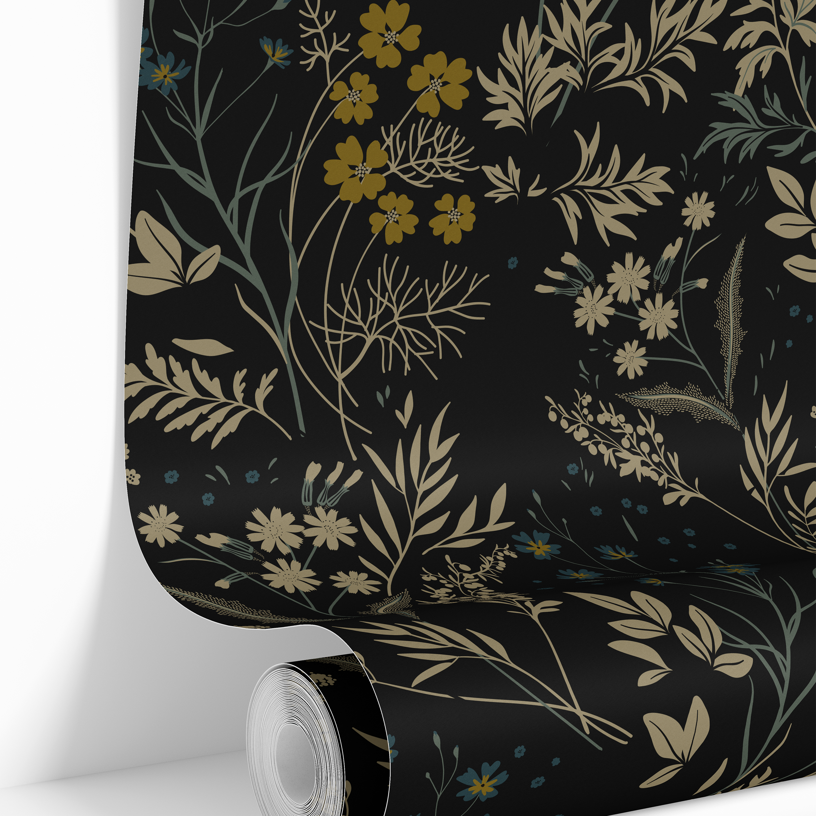 wallpaper roll with obsidian orchard floral design 860 