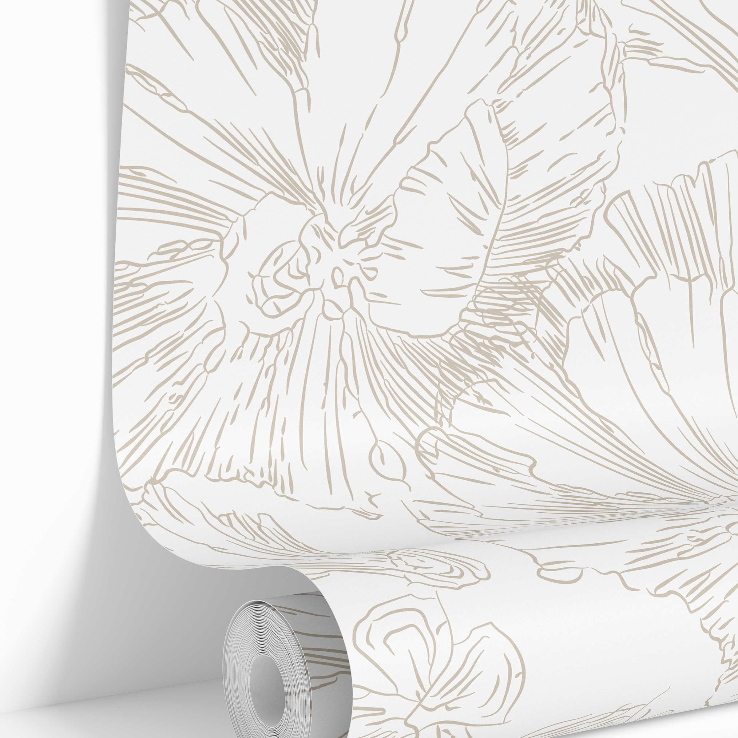 2029 wallpaper roll image showing flower sketch design.
