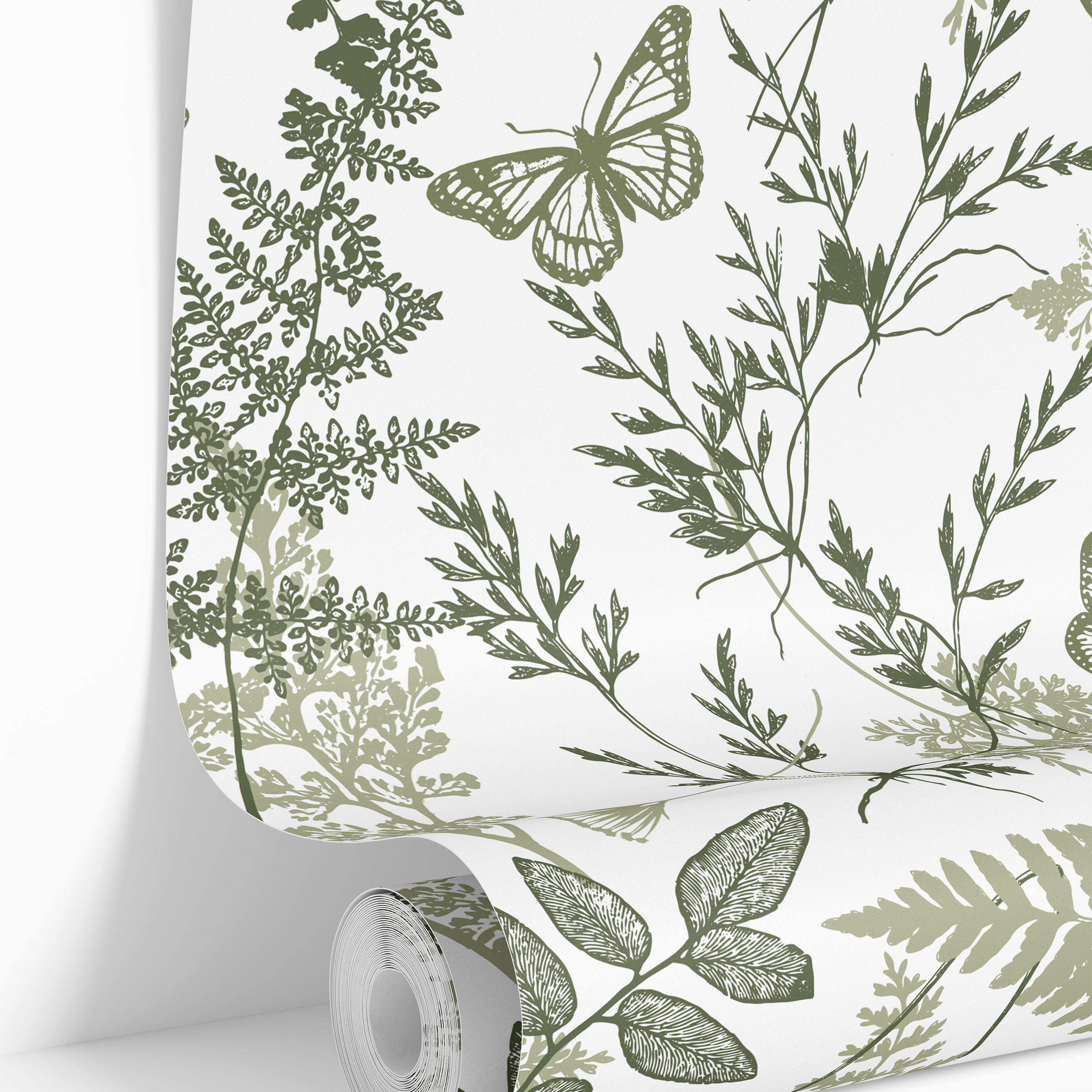 wallpaper 3767 roll image with green fern and leaf pattern

