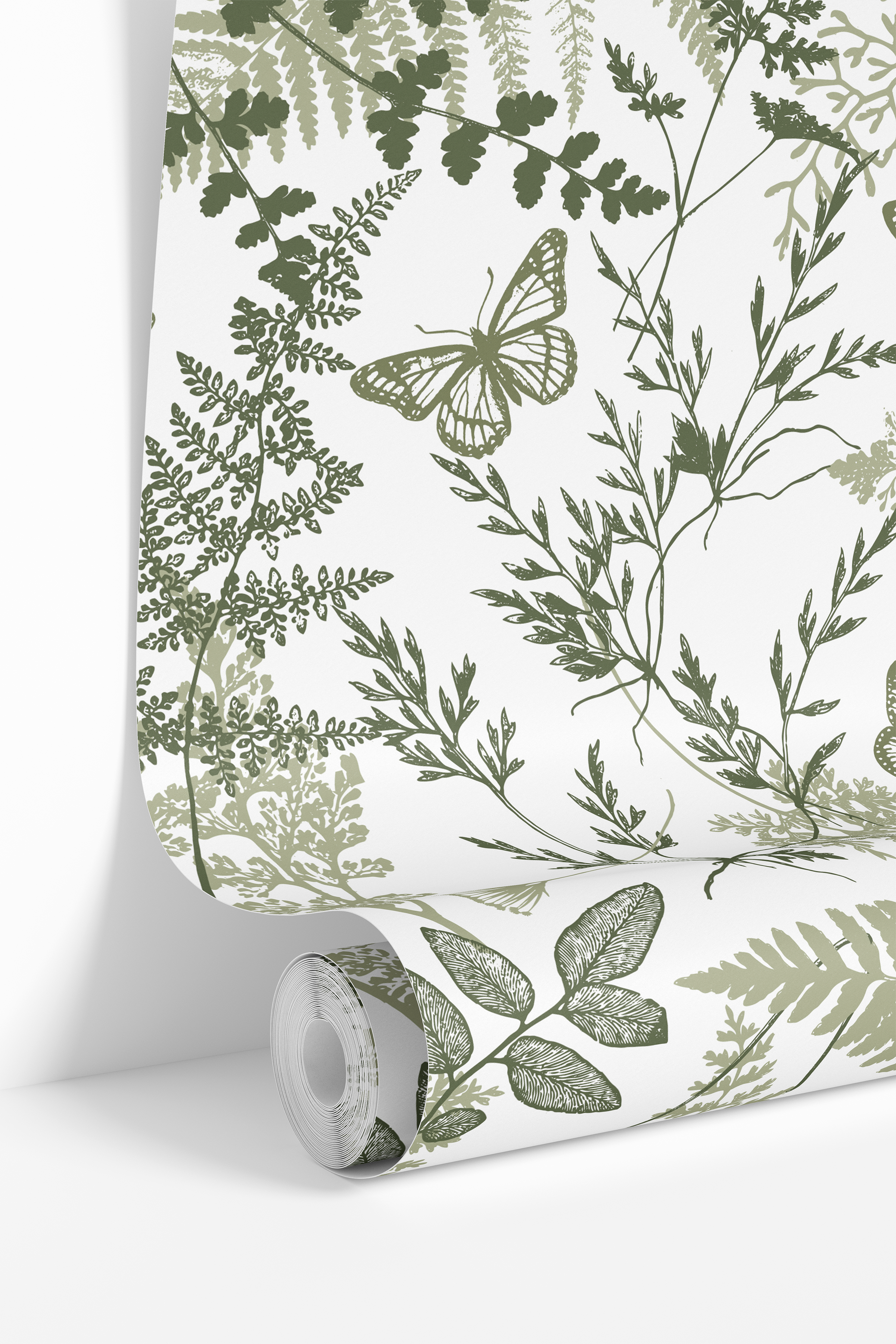 wallpaper 3767 roll image with green fern and leaf pattern

