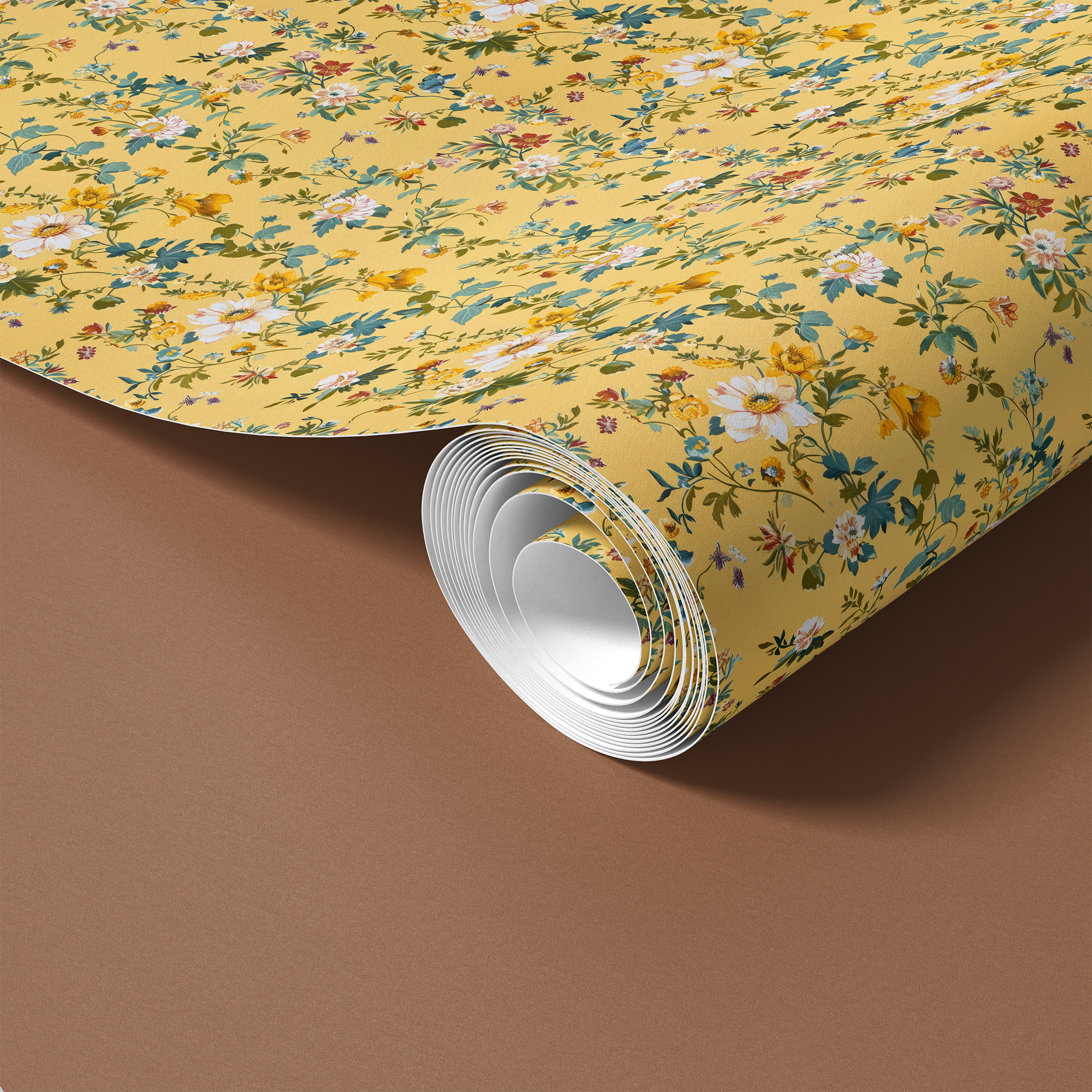 Golden Meadow – 1959 Vintage Floral Contact Paper