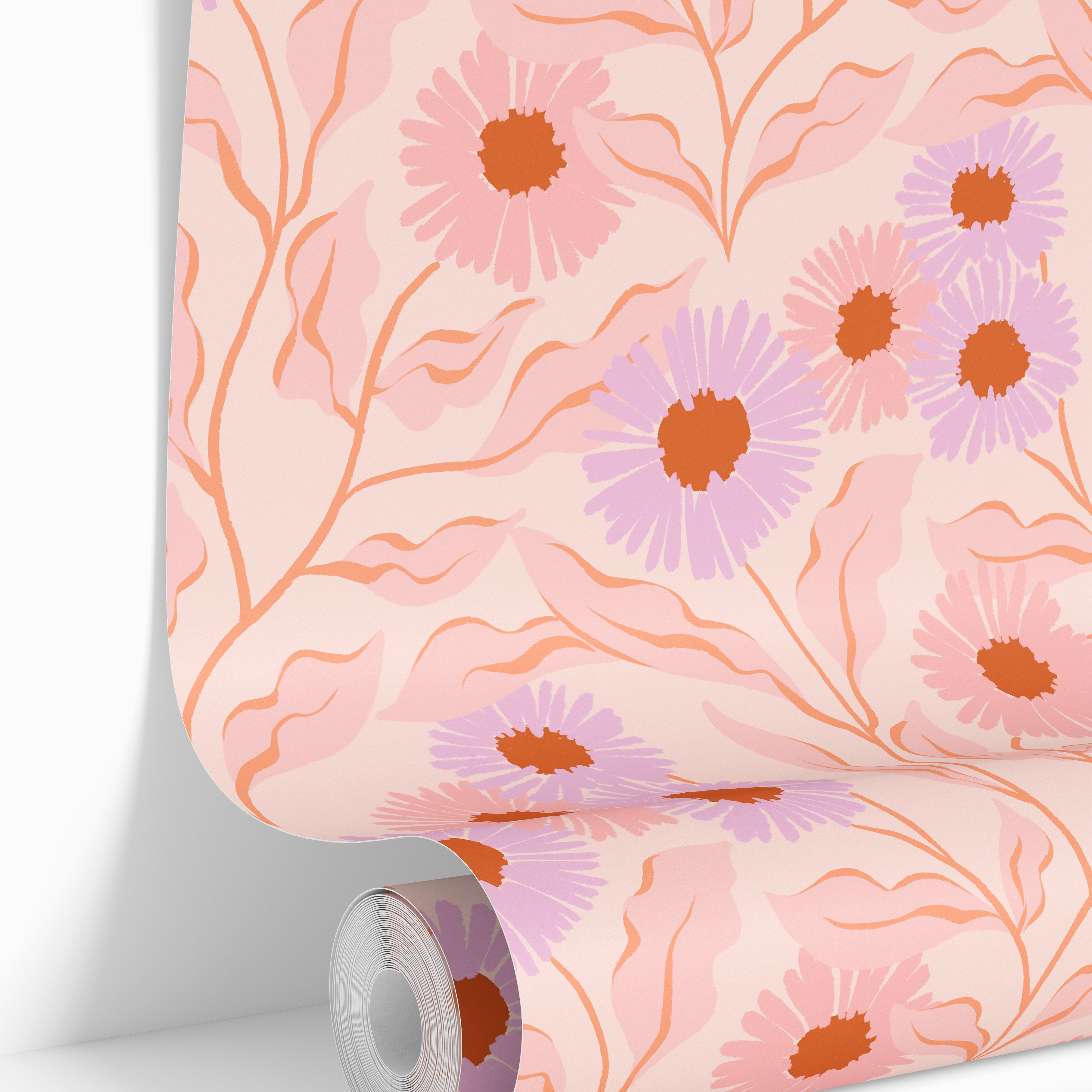 roll of yonder and bloom wallpaper with watercolor inspired floral pattern