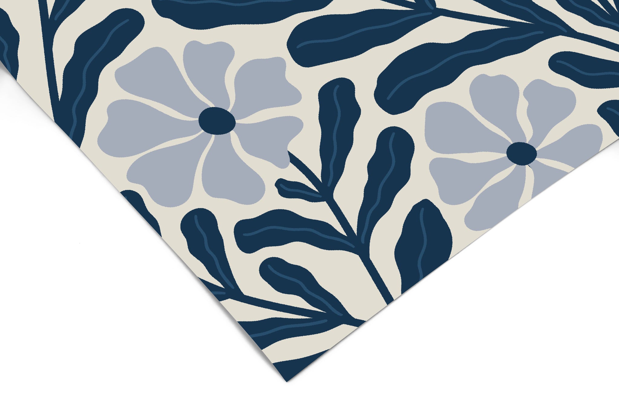 Set of 4 Panels of 24in (2ft) x 60in (5ft) Abstract Navy Large Floral DISCOUNTED Peel and Stick Wallpaper 540