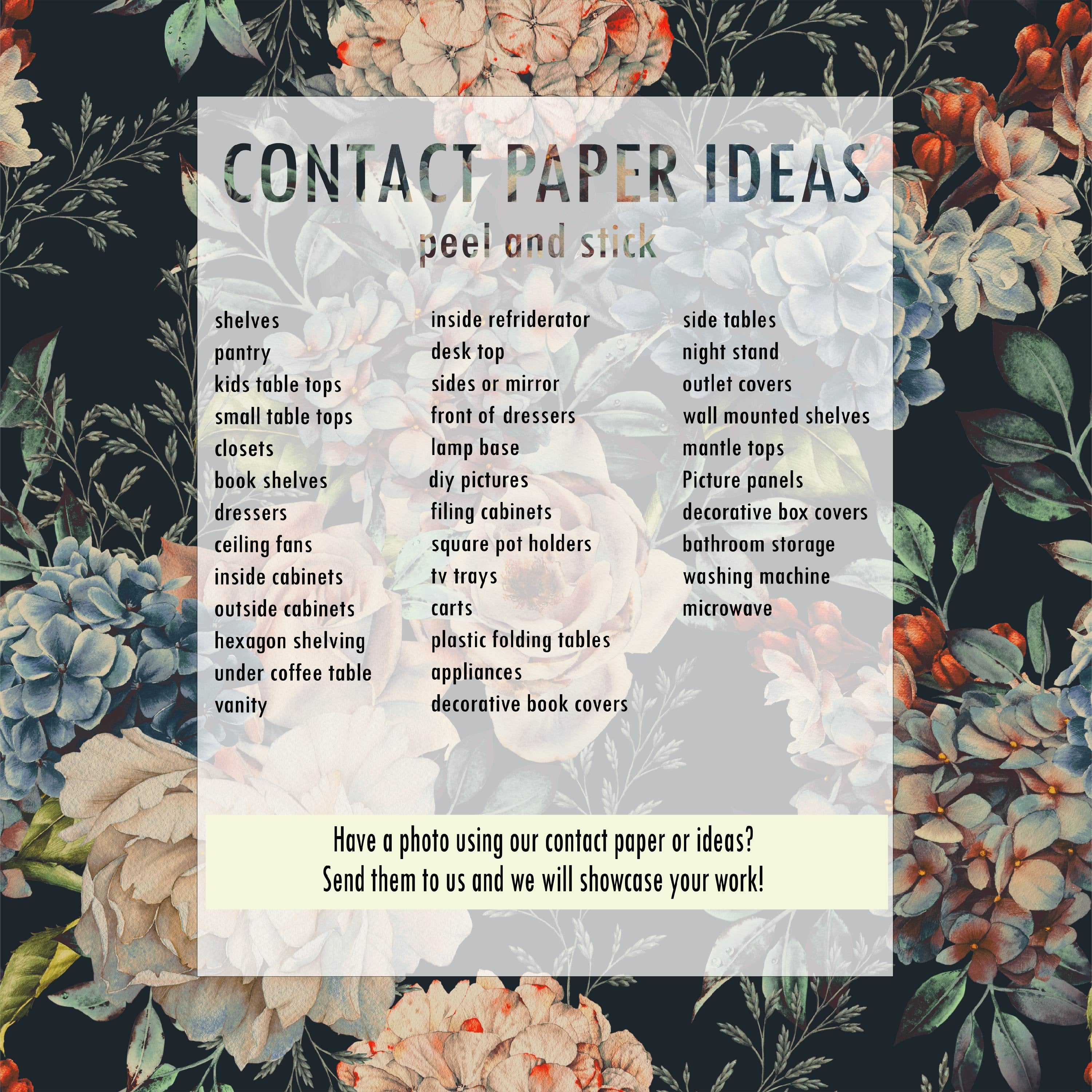 Little Florals Dark Contact Paper | Peel And Stick Wallpaper | Removable Wallpaper | Shelf Liner | Drawer Liner | Peel and Stick Paper 1451