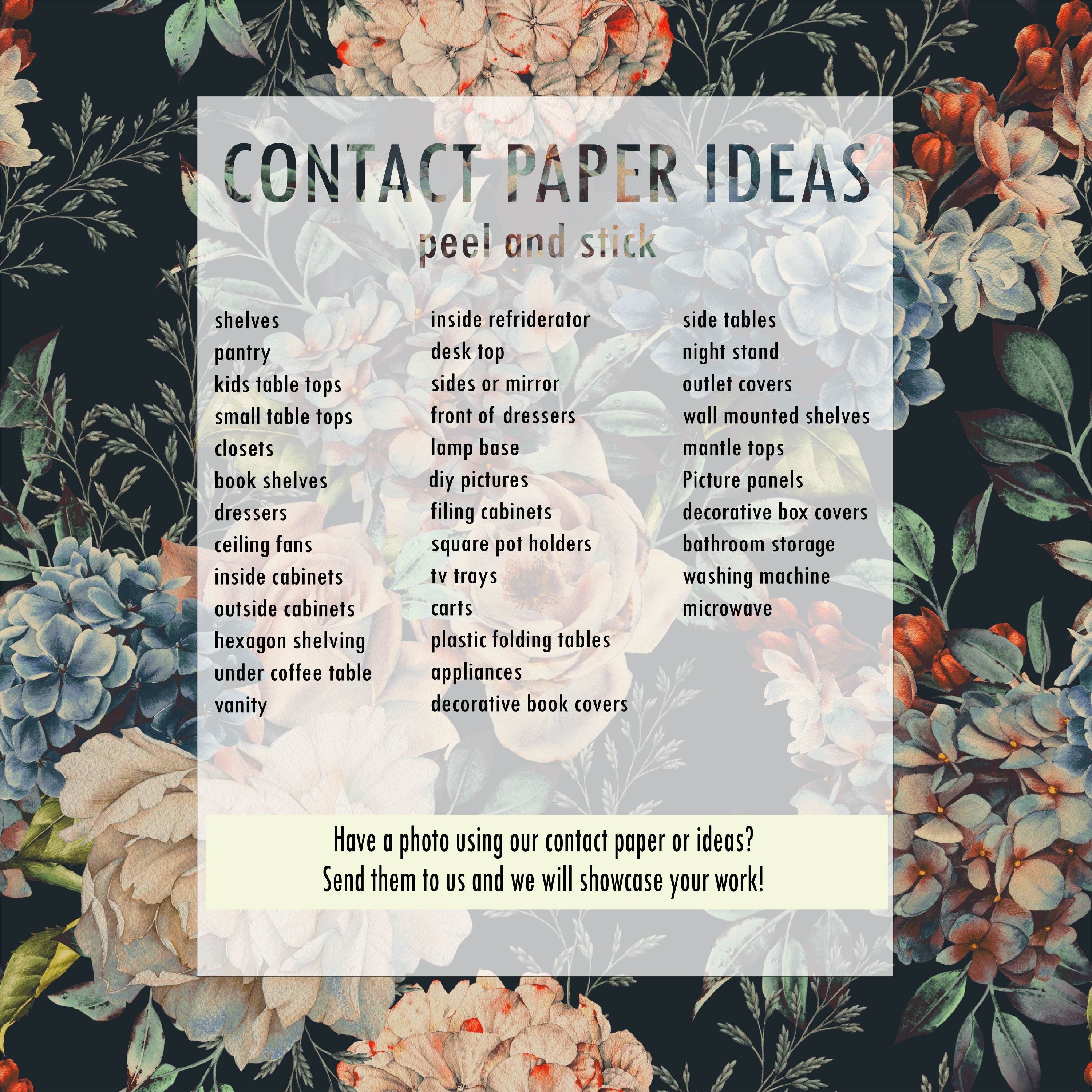 Navy Watercolor Floral Contact Paper | Peel And Stick Wallpaper | Removable Wallpaper | Shelf Liner | Drawer Liner | Peel and Stick Paper 14