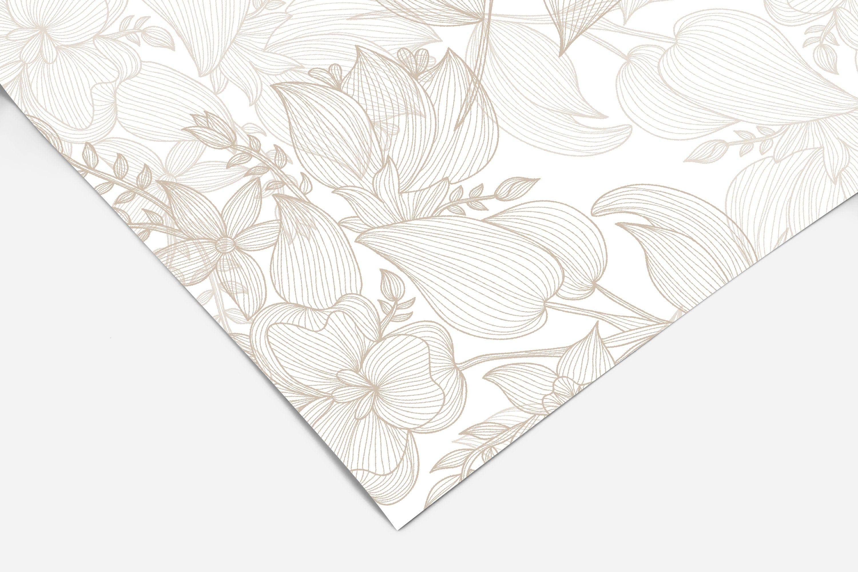 Linen Blooms | Neutral Floral Removable Contact Paper for Shelves, Cabinets, Walls, DIY Home Decor 134
