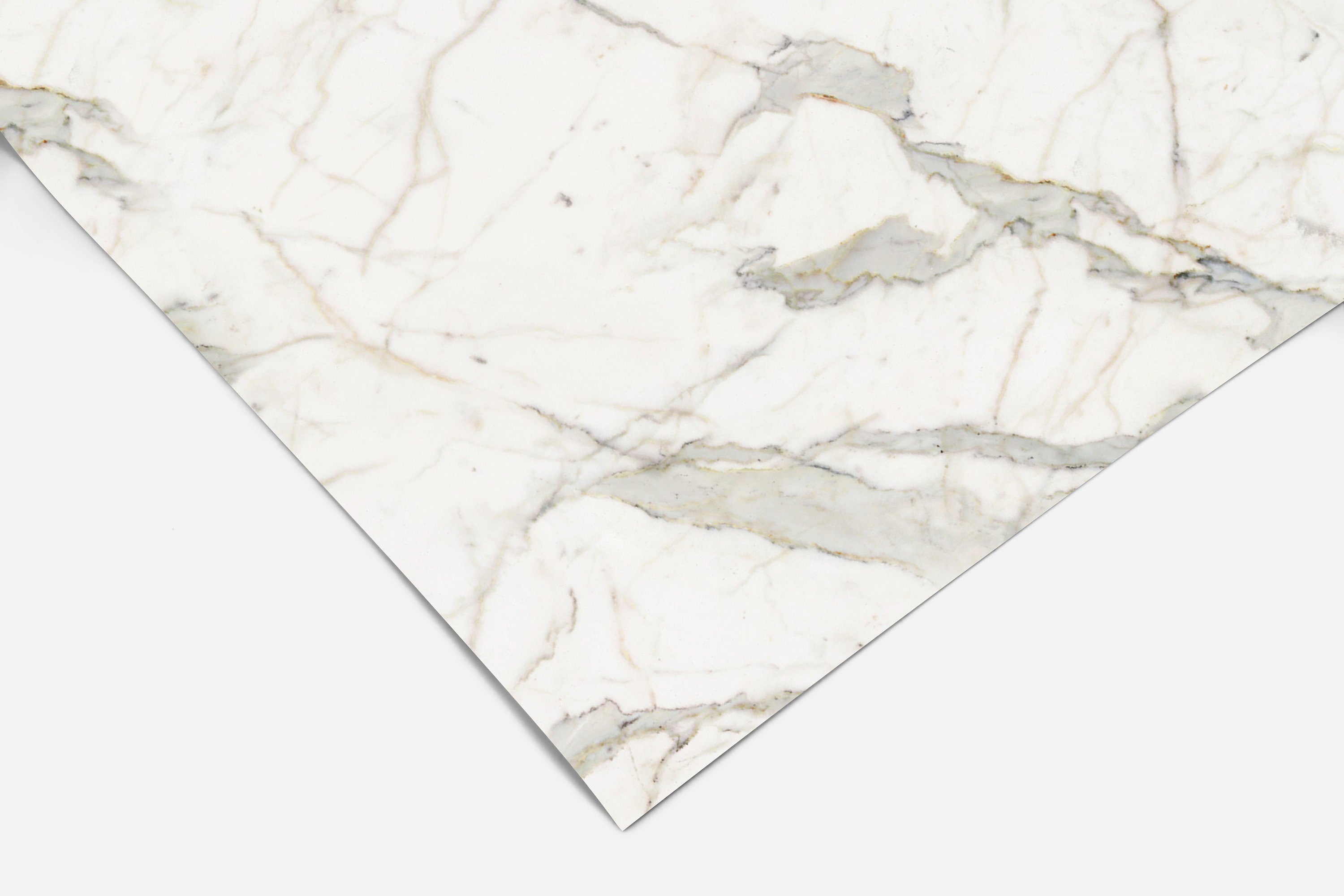 Contact Paper 128: Beige marble contact paper with golden and gray veining, designed as a peel-and-stick surface for countertops, cabinets, and furniture.