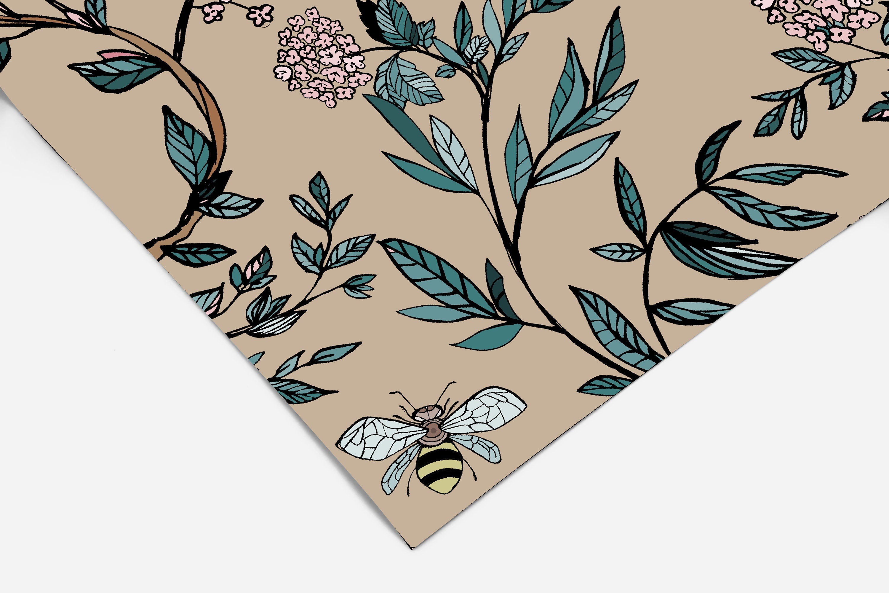 Bees Vine Floral Wallpaper | Wallpaper Peel and Stick | Removable Wallpaper | Peel and Stick Wallpaper | Wall Paper Peel And Stick | 2200 - JamesAndColors