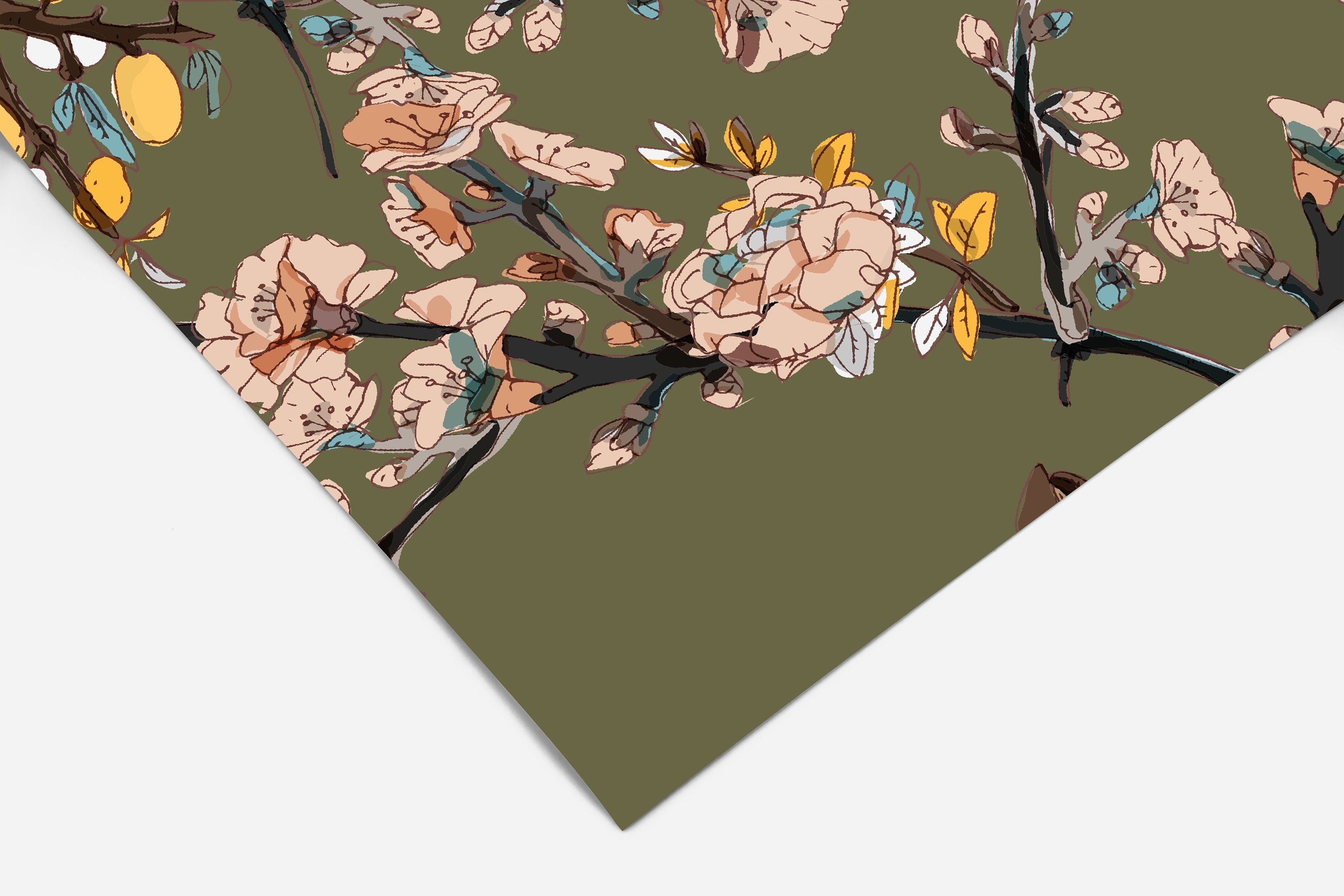 Removable Wallpaper Olive Branches Wall Mural | Peel and Stick Accent Wallpaper | Temporary Wallpaper |  | 2173 - James And Colors