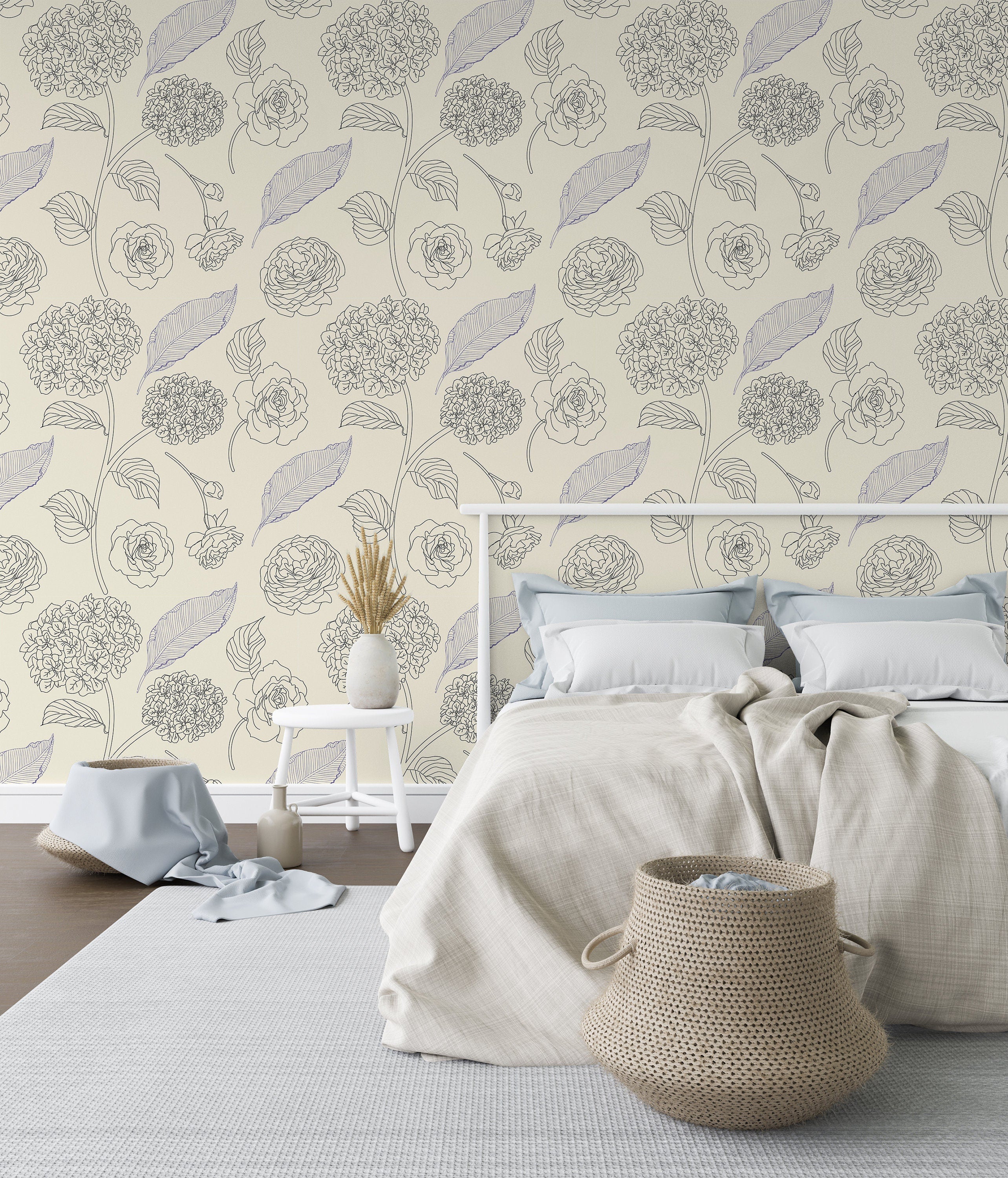 Ivory Floral Wallpaper | Wallpaper Peel and Stick | Removable Wallpaper | Peel and Stick Wallpaper | Wall Paper Peel And Stick | 2171 - JamesAndColors