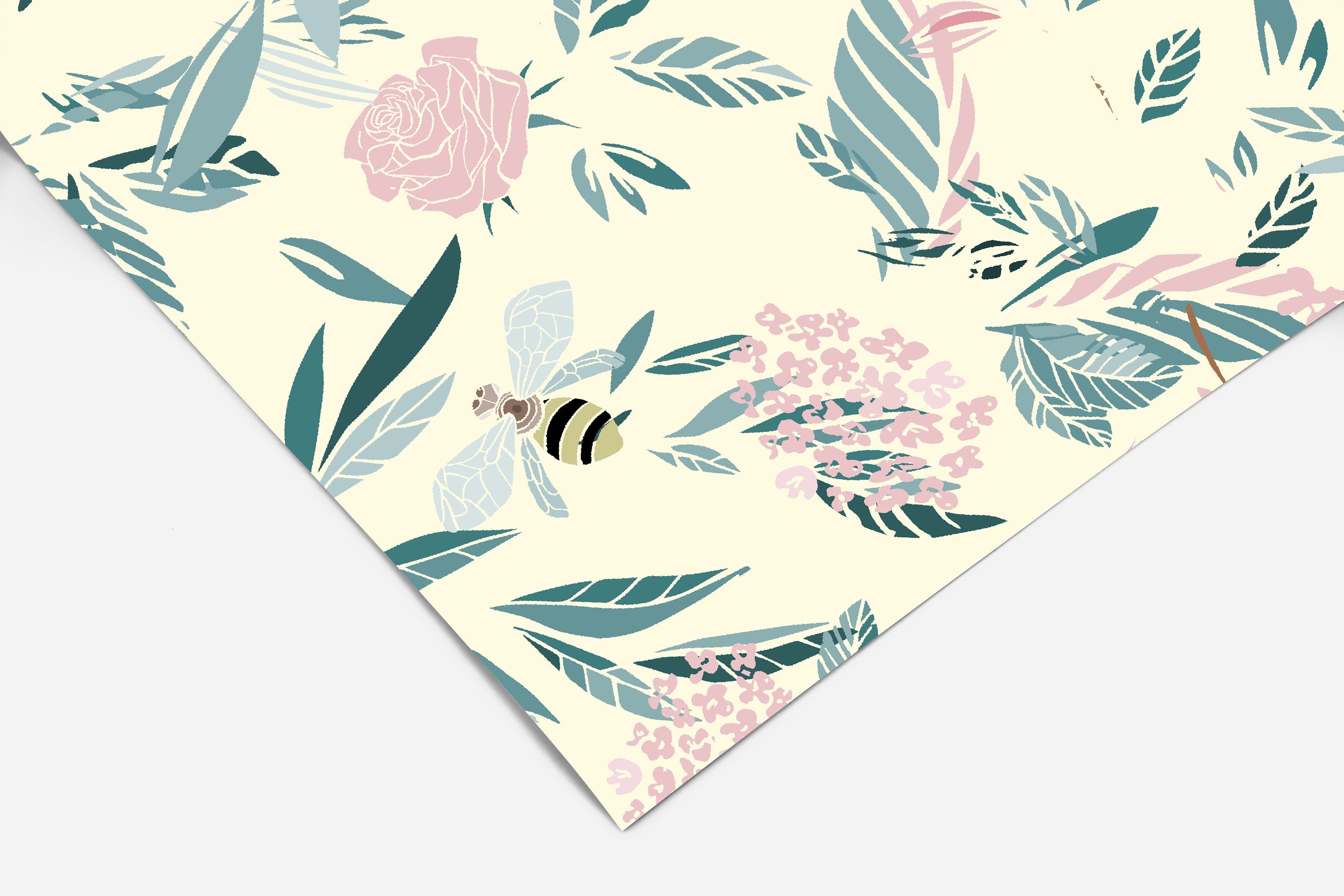 Ivory Bee Floral Wallpaper | Wallpaper Peel and Stick | Removable Wallpaper | Peel and Stick Wallpaper | Wall Paper Peel And Stick | 2169 - JamesAndColors