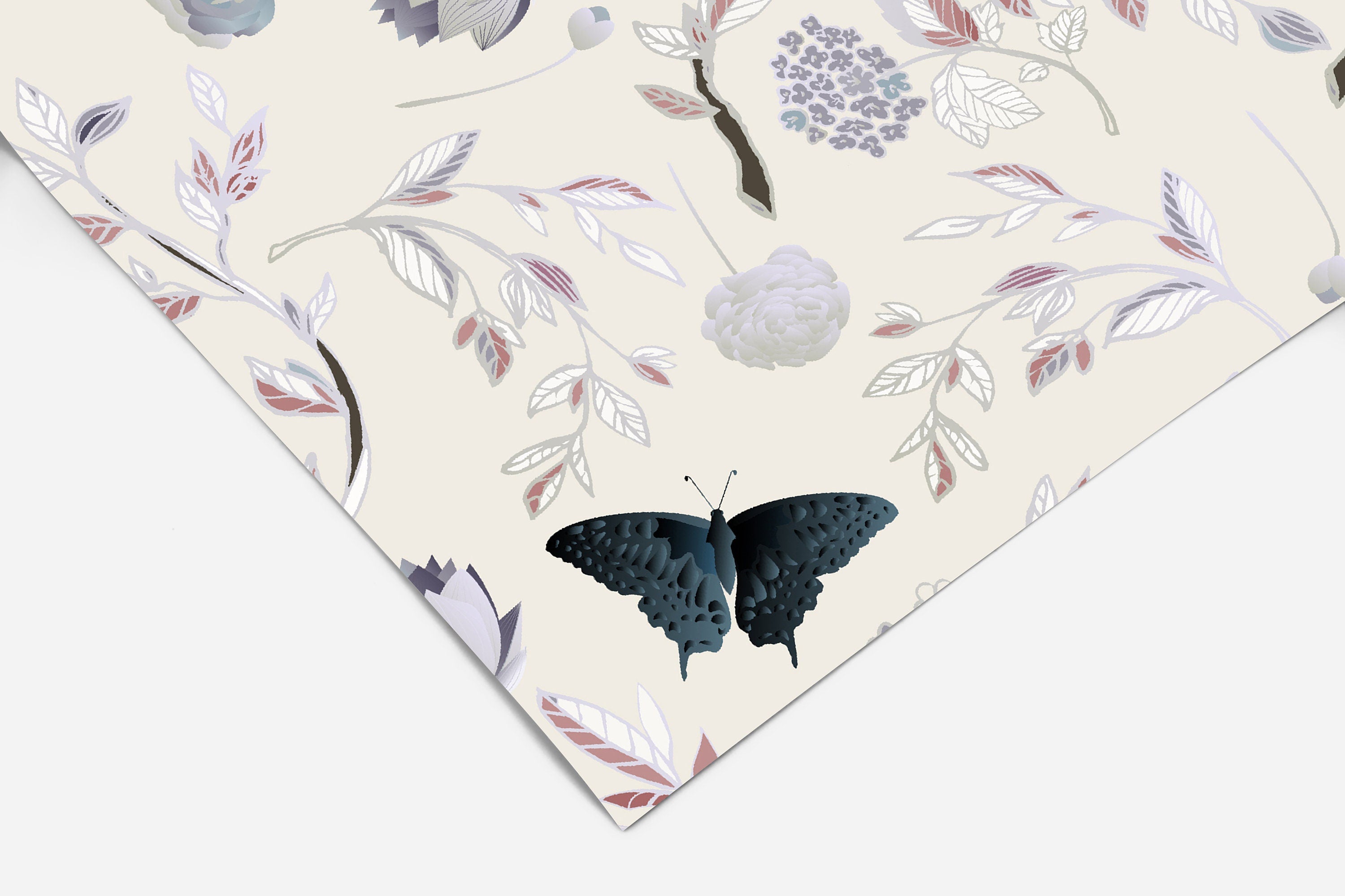 Ivory Butterfly Floral Wallpaper | Wallpaper Peel and Stick | Removable Wallpaper | Wall Paper Peel And Stick 2073 - JamesAndColors