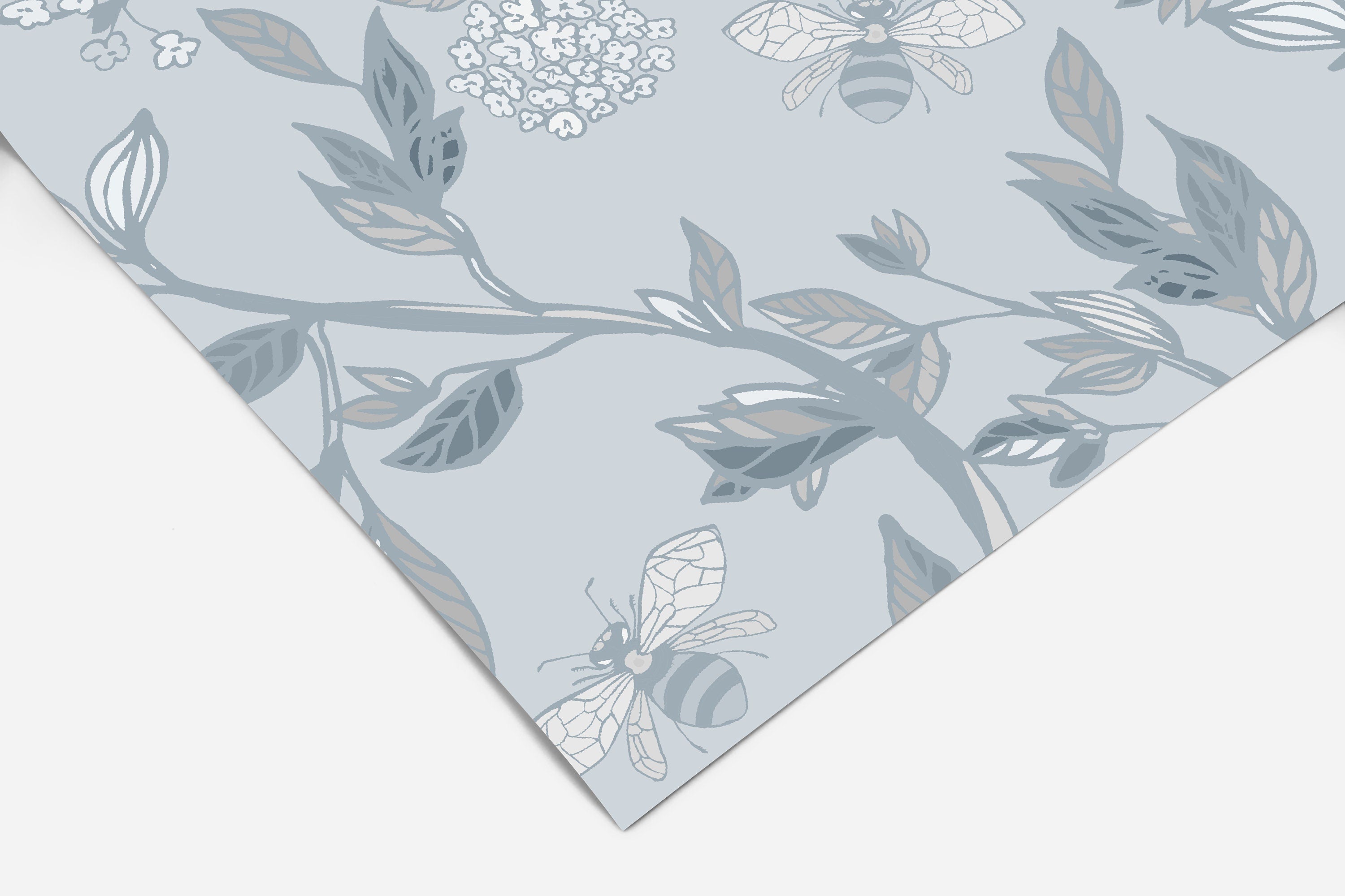 Gray Wash Bee Branches Floral Wallpaper | Wallpaper Peel and Stick | Removable Wallpaper | Wall Paper Peel And Stick 2069 - JamesAndColors