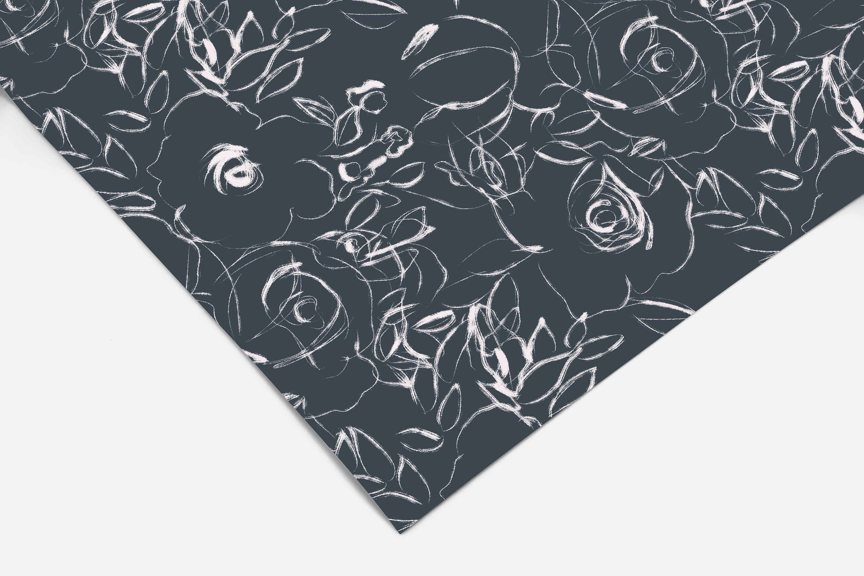 Navy And White Floral Contact Paper | Peel And Stick Wallpaper | Removable Wallpaper | Shelf Liner | Drawer Liner | Peel and Stick Paper 229