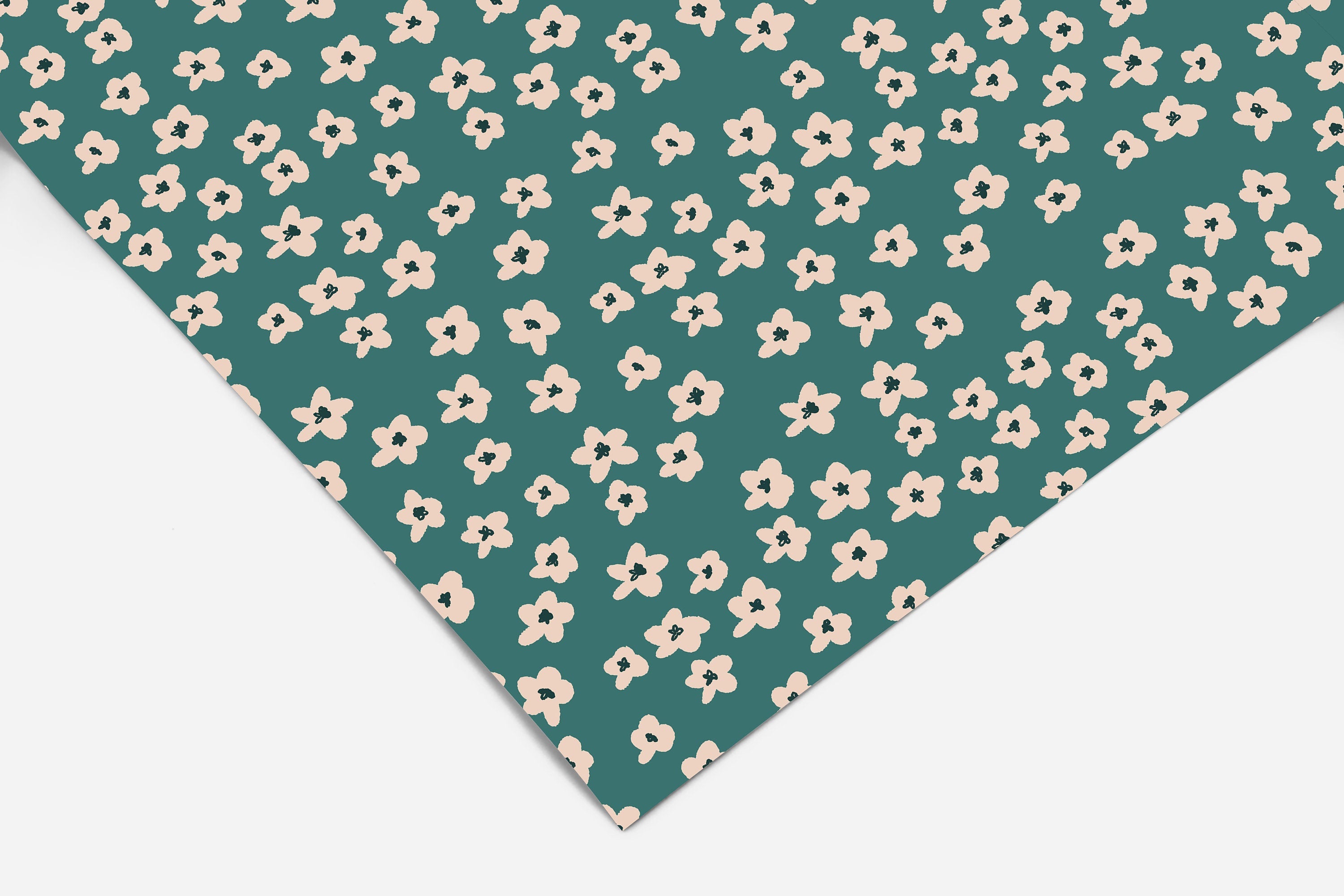 Cream And Teal Floral Contact Paper | Peel And Stick Wallpaper | Removable Wallpaper | Shelf Liner | Drawer Liner | Peel and Stick Paper 258