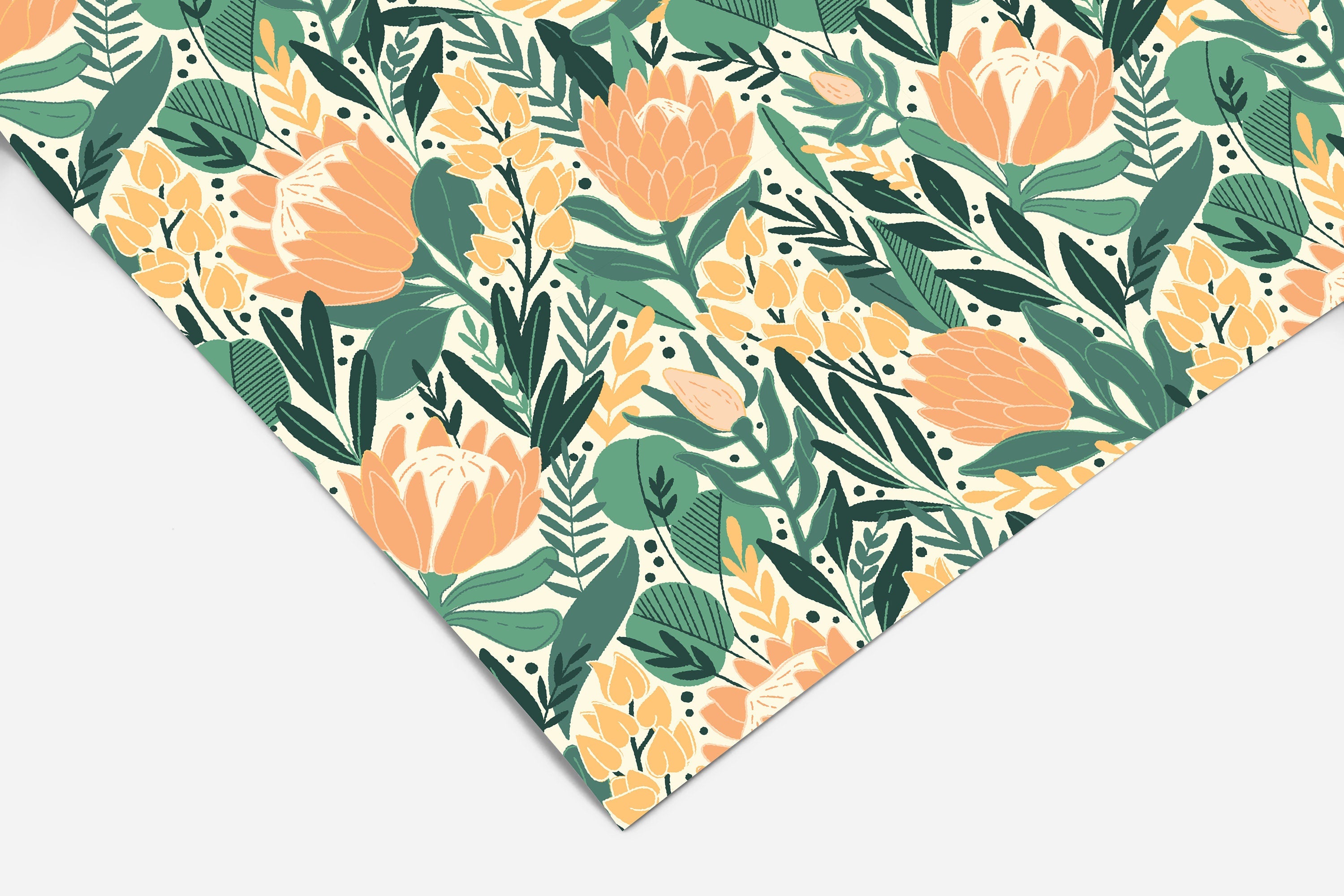 Peach Protea Floral Contact Paper | Peel And Stick Wallpaper | Removable Wallpaper | Shelf Liner | Drawer Liner | Peel and Stick Paper 270