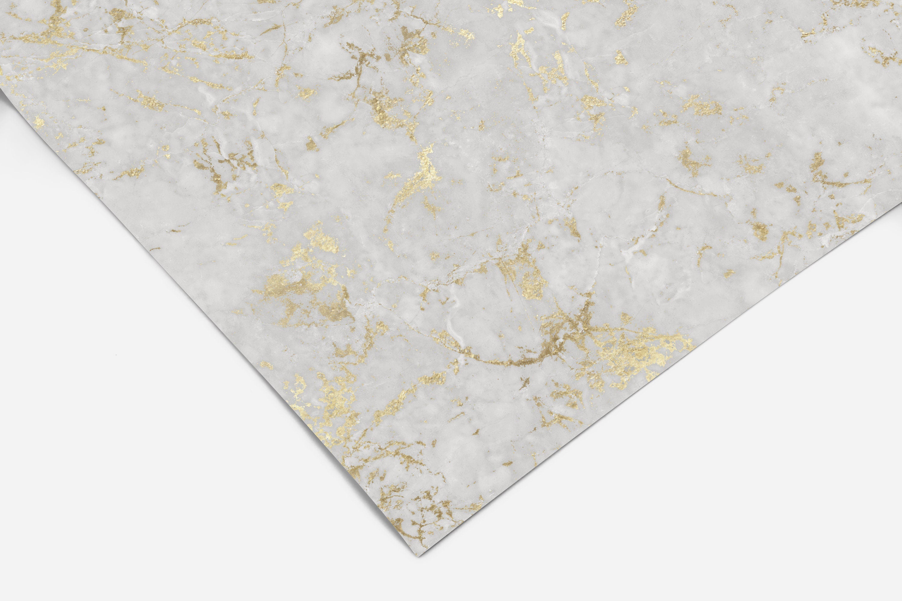 Contact paper 316: White marble contact paper with golden veining, designed as a peel-and-stick self-adhesive covering for countertops, cabinets, and furniture.