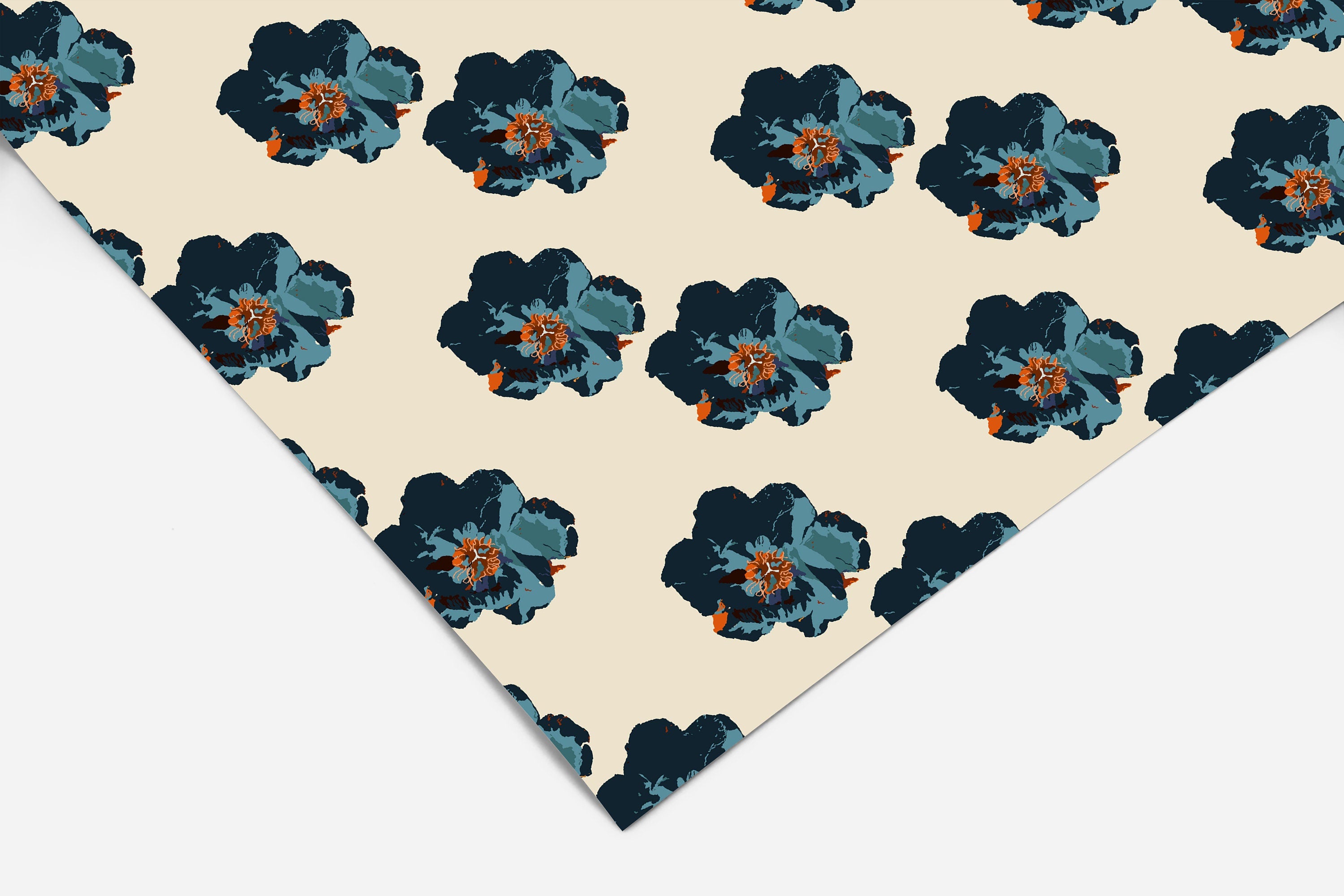 Navy Beige Floral Contact Paper | Peel And Stick Wallpaper | Removable Wallpaper | Shelf Liner | Drawer Liner | Peel and Stick Paper 358