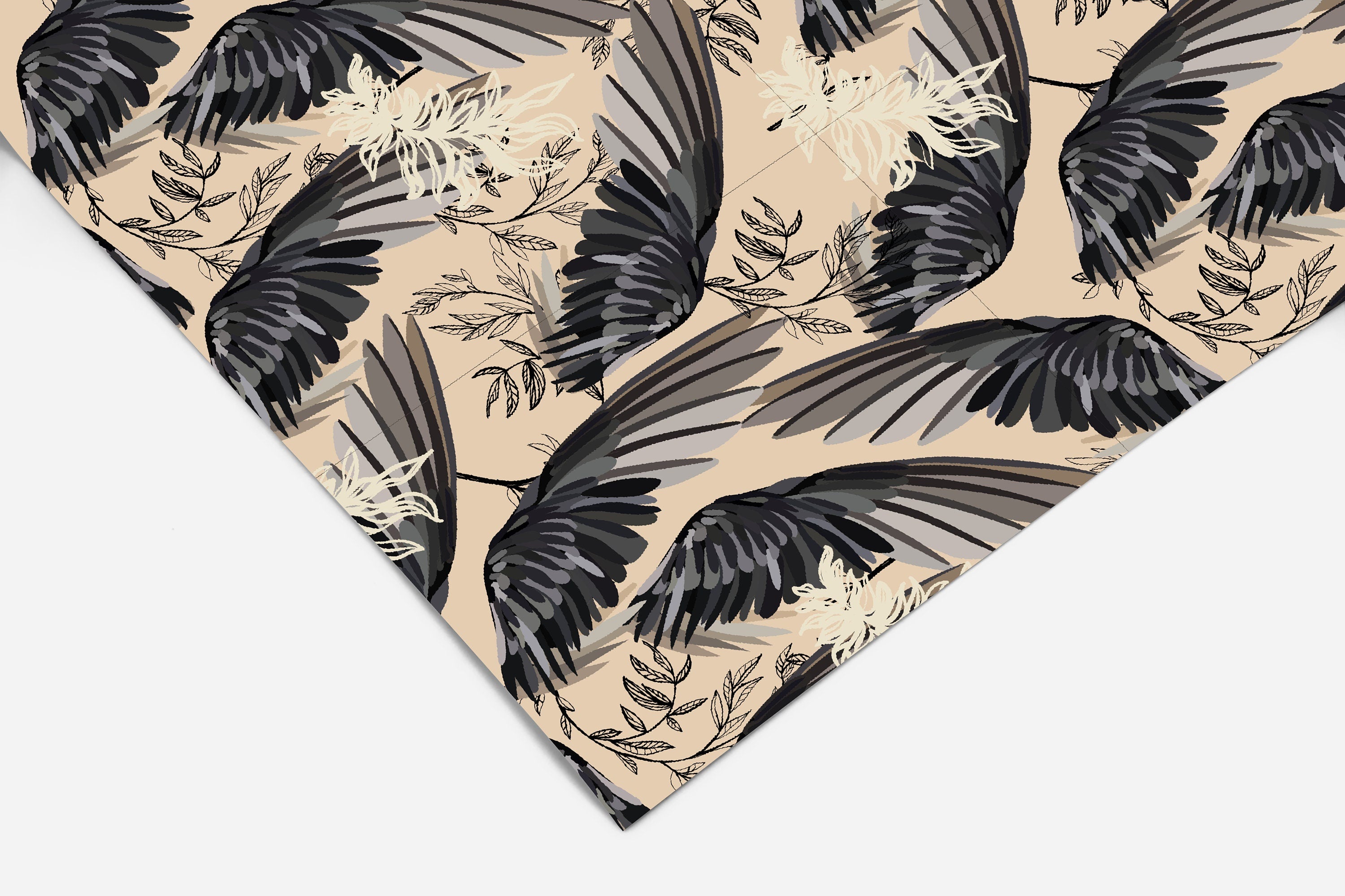 Beige and Feathers Contact Paper | Peel And Stick Wallpaper | Removable Wallpaper | Shelf Liner | Drawer Liner | Peel and Stick Paper 359 - JamesAndColors