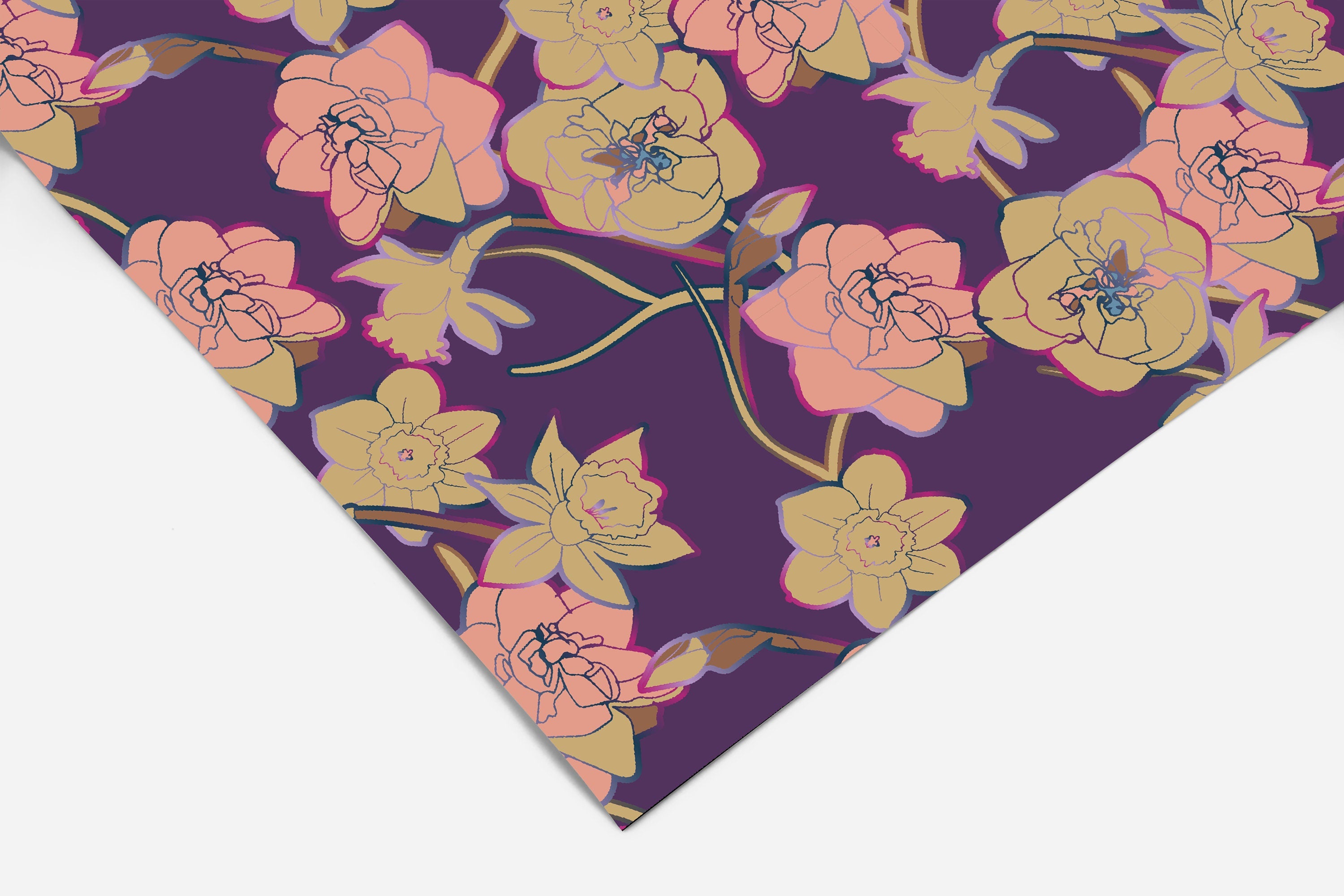 Purple Gold Floral Contact Paper | Peel And Stick Wallpaper | Removable Wallpaper | Shelf Liner | Drawer Liner | Peel and Stick Paper 364