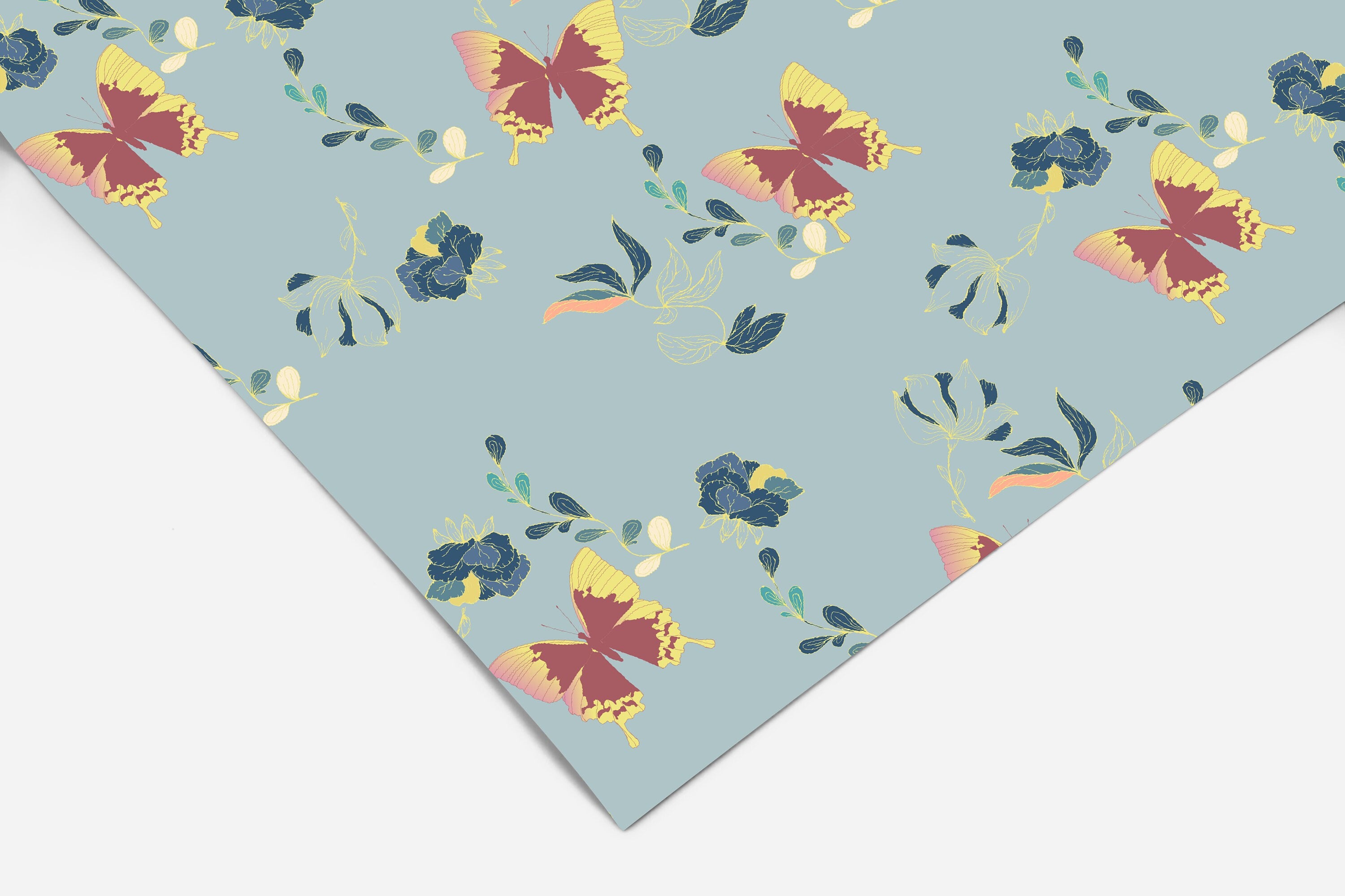 Butterfly Floral Contact Paper | Peel And Stick Wallpaper | Removable Wallpaper | Shelf Liner | Drawer Liner | Peel and Stick Paper 373