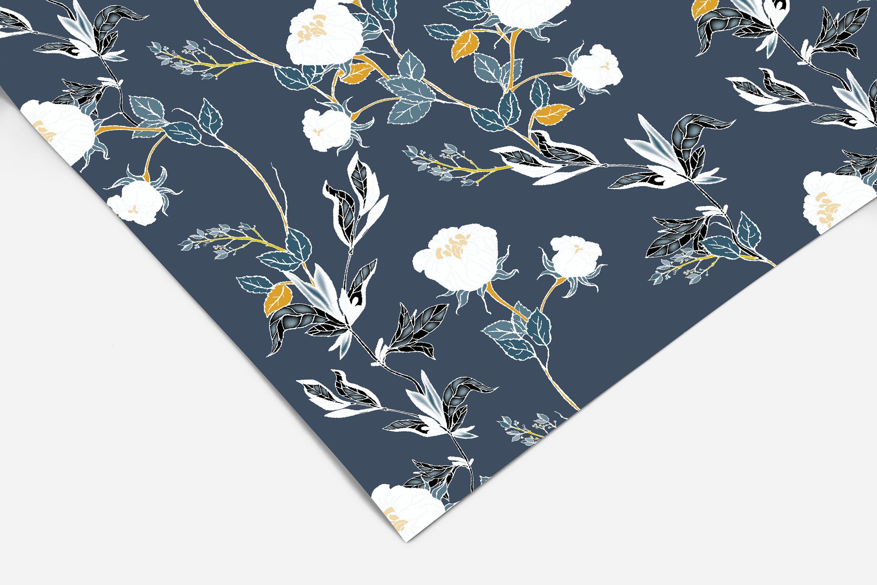 Navy And White Floral Contact Paper | Peel And Stick Wallpaper | Removable Wallpaper | Shelf Liner | Drawer Liner | Peel and Stick Paper 376