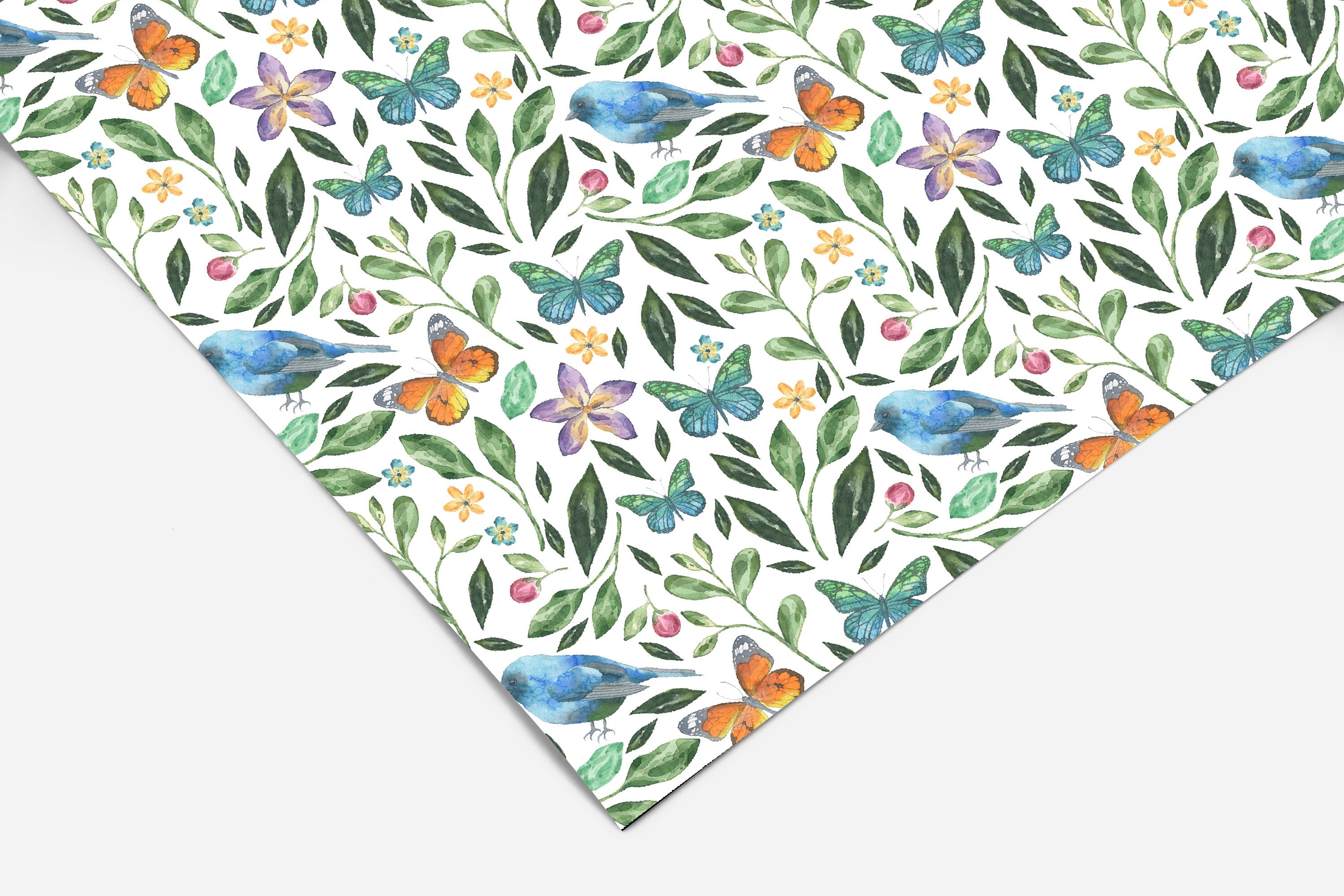 Bird Butterfly Floral Contact Paper | Peel And Stick Wallpaper | Removable Wallpaper | Shelf Liner | Drawer Liner | Peel and Stick Paper 410