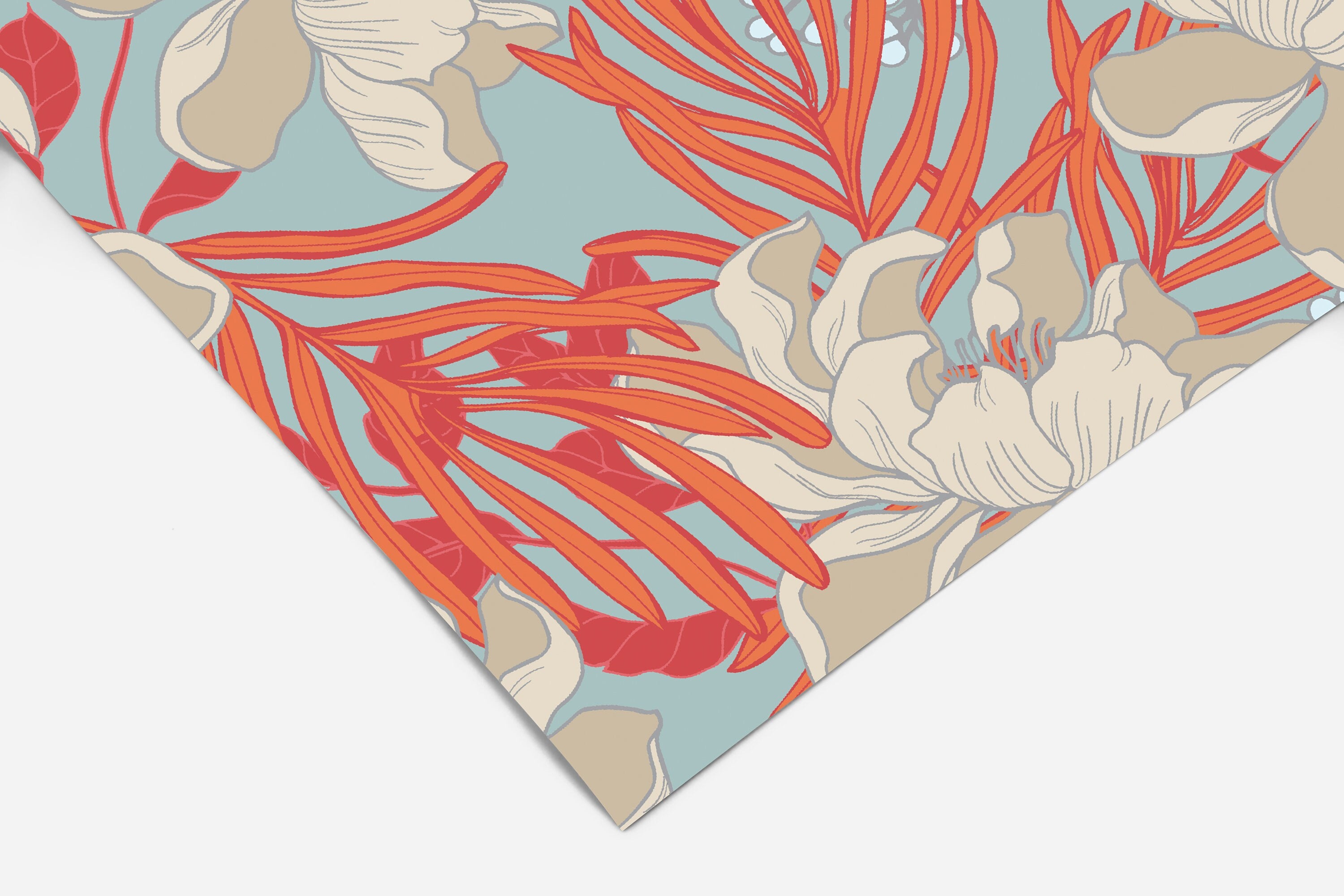 Set of 4 Panels of 24in (2ft) x 72in (6ft) Orange Floral DISCOUNTED Peel and Stick TEXTURE Wallpaper 995