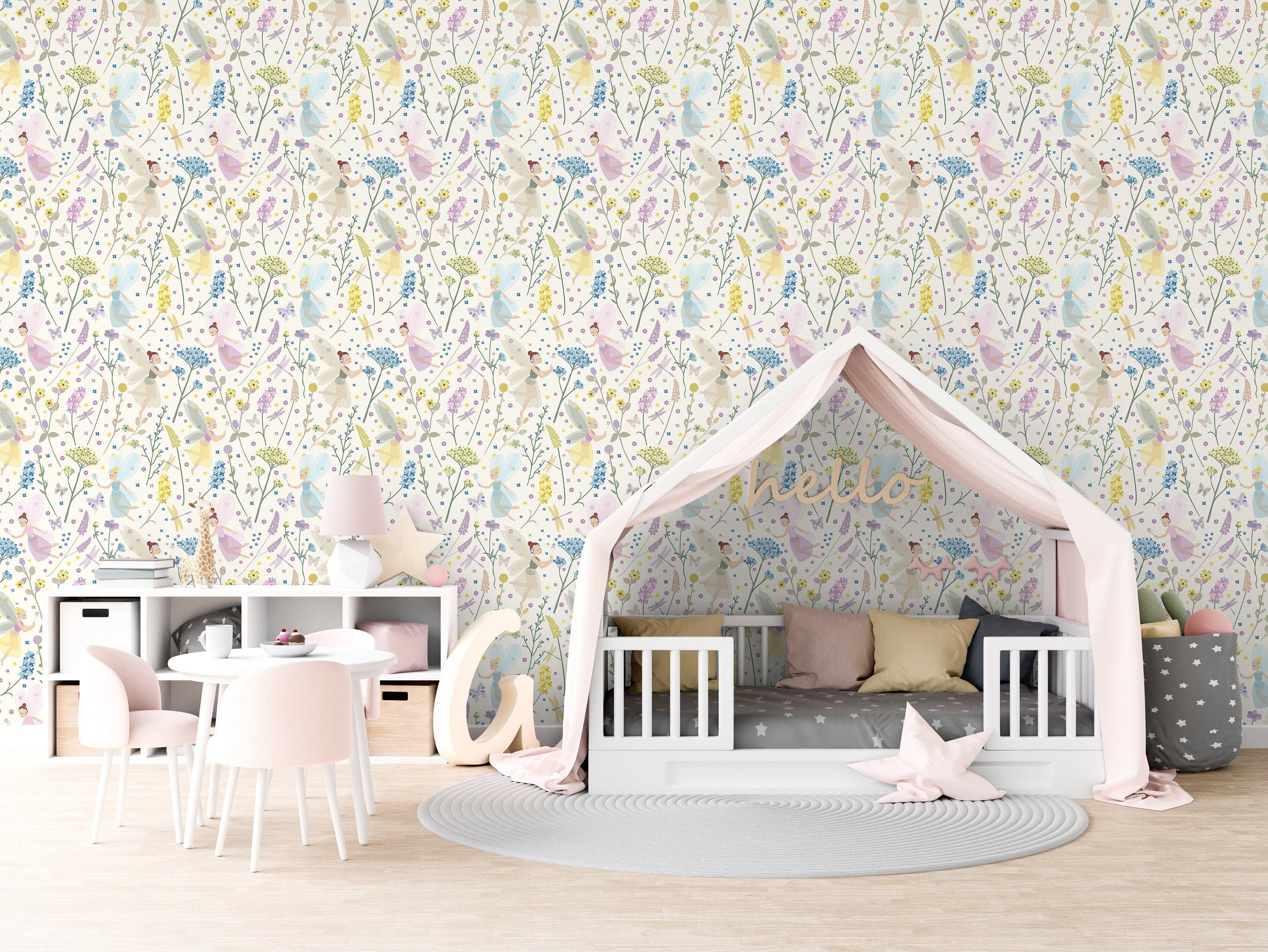 Girl Nursery Decor Wallpaper | Adhesive Wallpaper | Peel And Stick Wallpaper | Removable Wallpaper | Wall Paper Peel And Stick Mural 976 - JamesAndColors