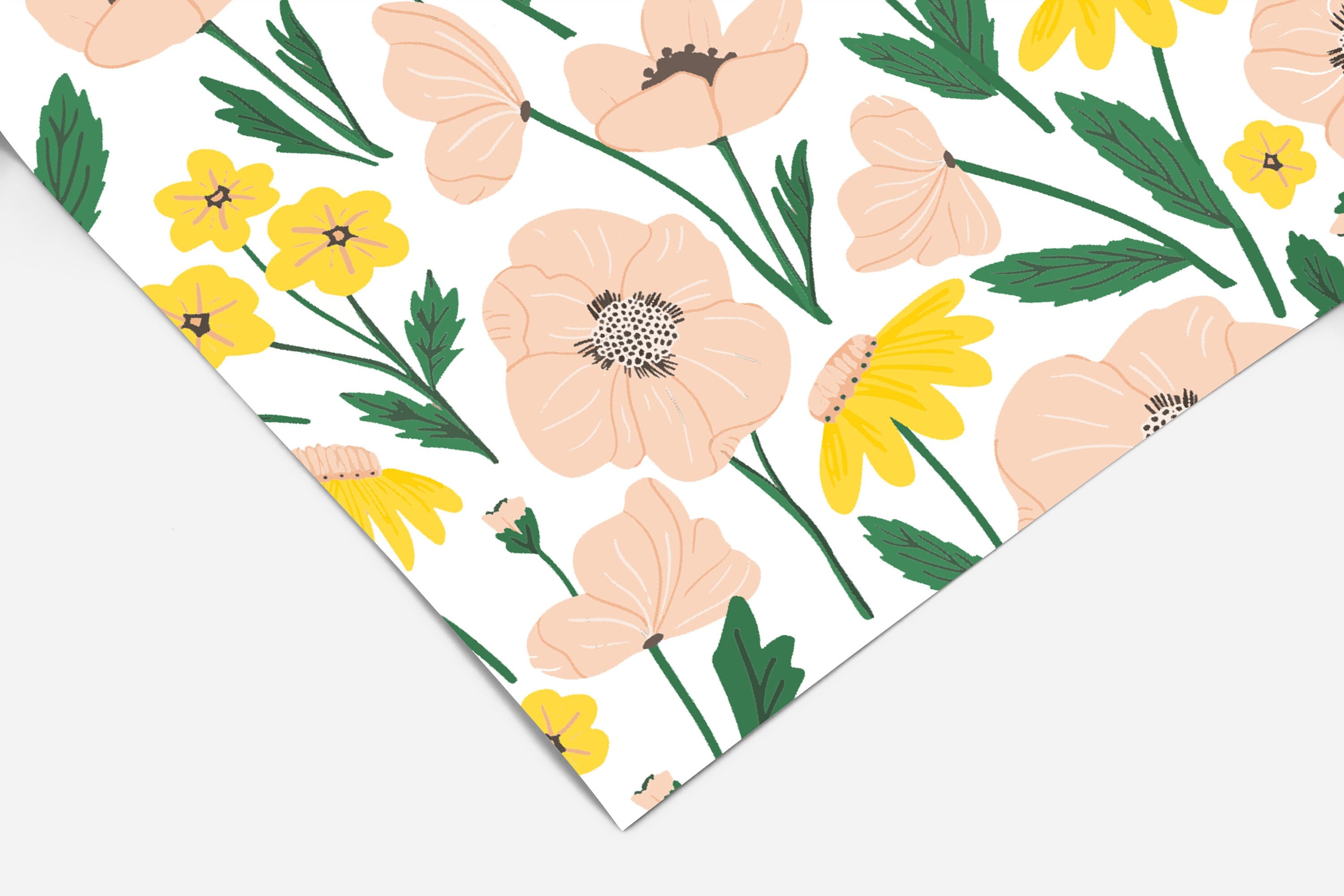 Yellow Pink Floral Contact Paper | Peel And Stick Wallpaper | Removable Wallpaper | Shelf Liner | Drawer Liner | Peel and Stick Paper 439