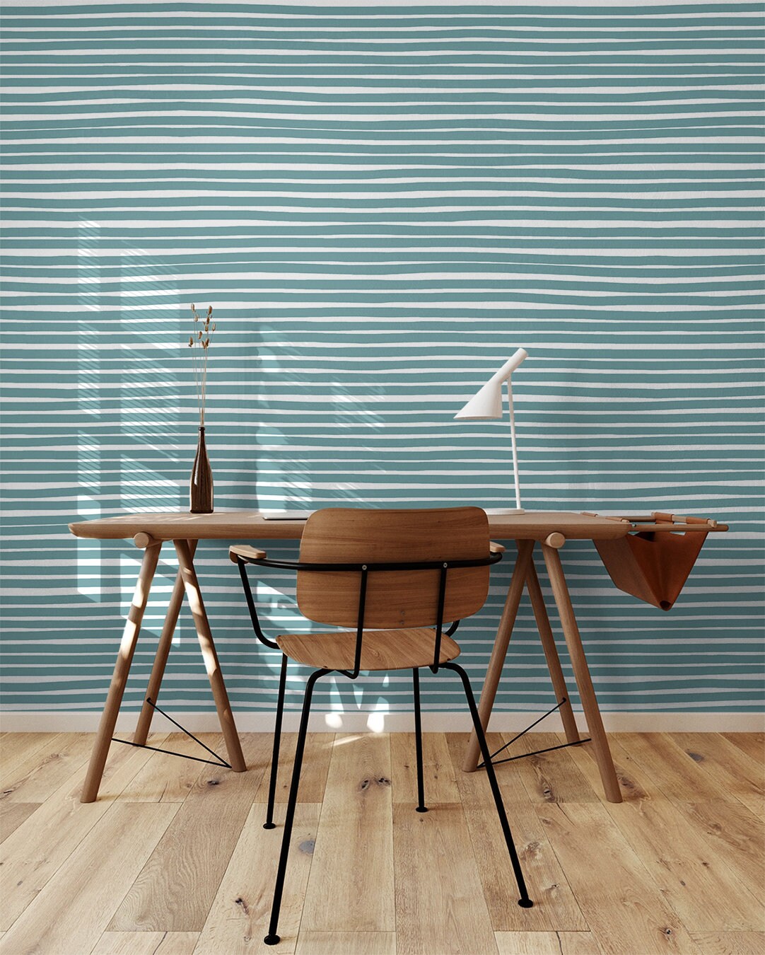 Teal Drawn Line Wallpaper | Removable Wallpaper | Peel And Stick Wallpaper | Adhesive Wallpaper | Wall Paper Peel And Stick Wall Mural 2312 - JamesAndColors