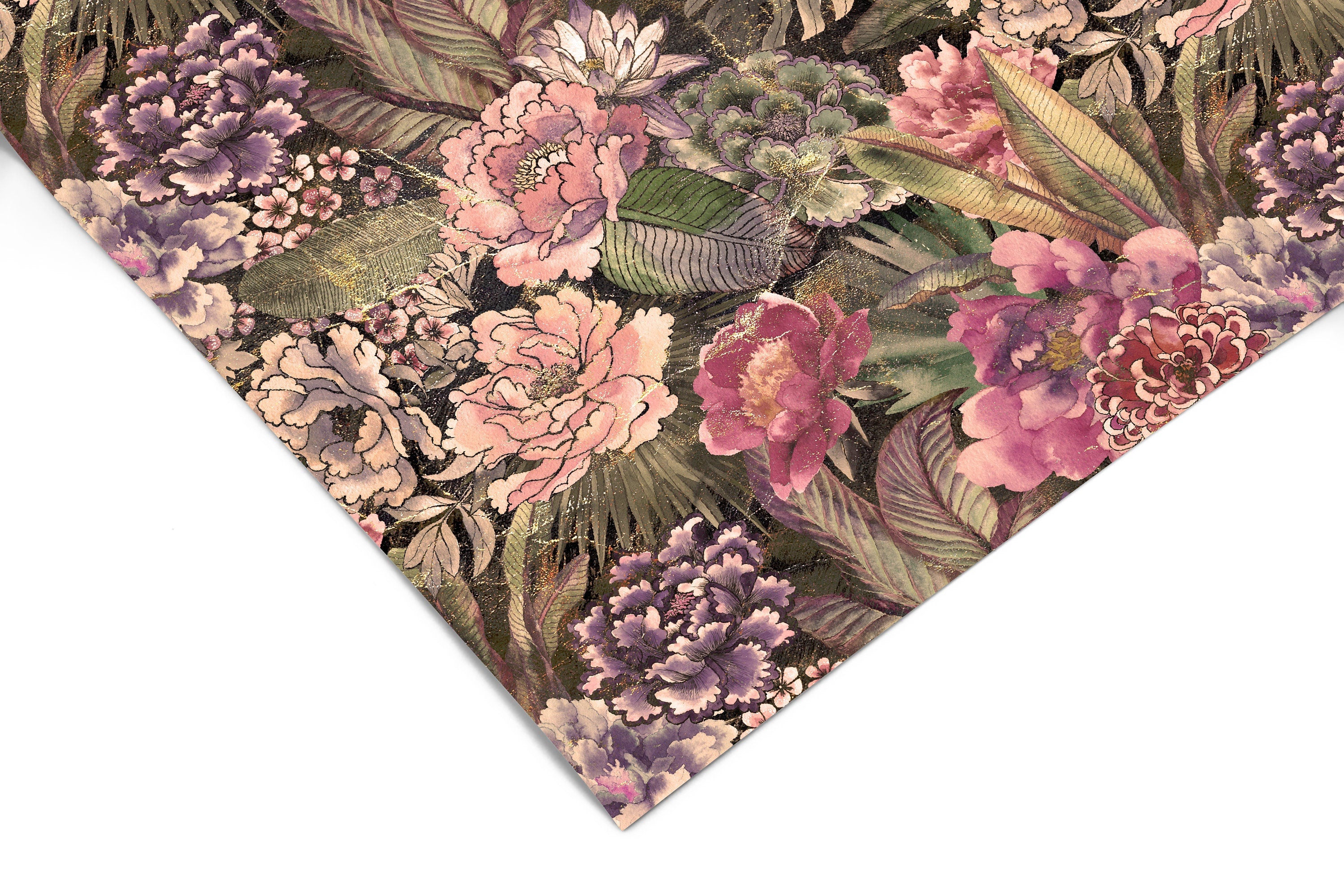Gray Pink Maroon Floral Contact Paper, Peel And Stick Paper Removable  Wallpaper Shelf Liner, Drawer Liner