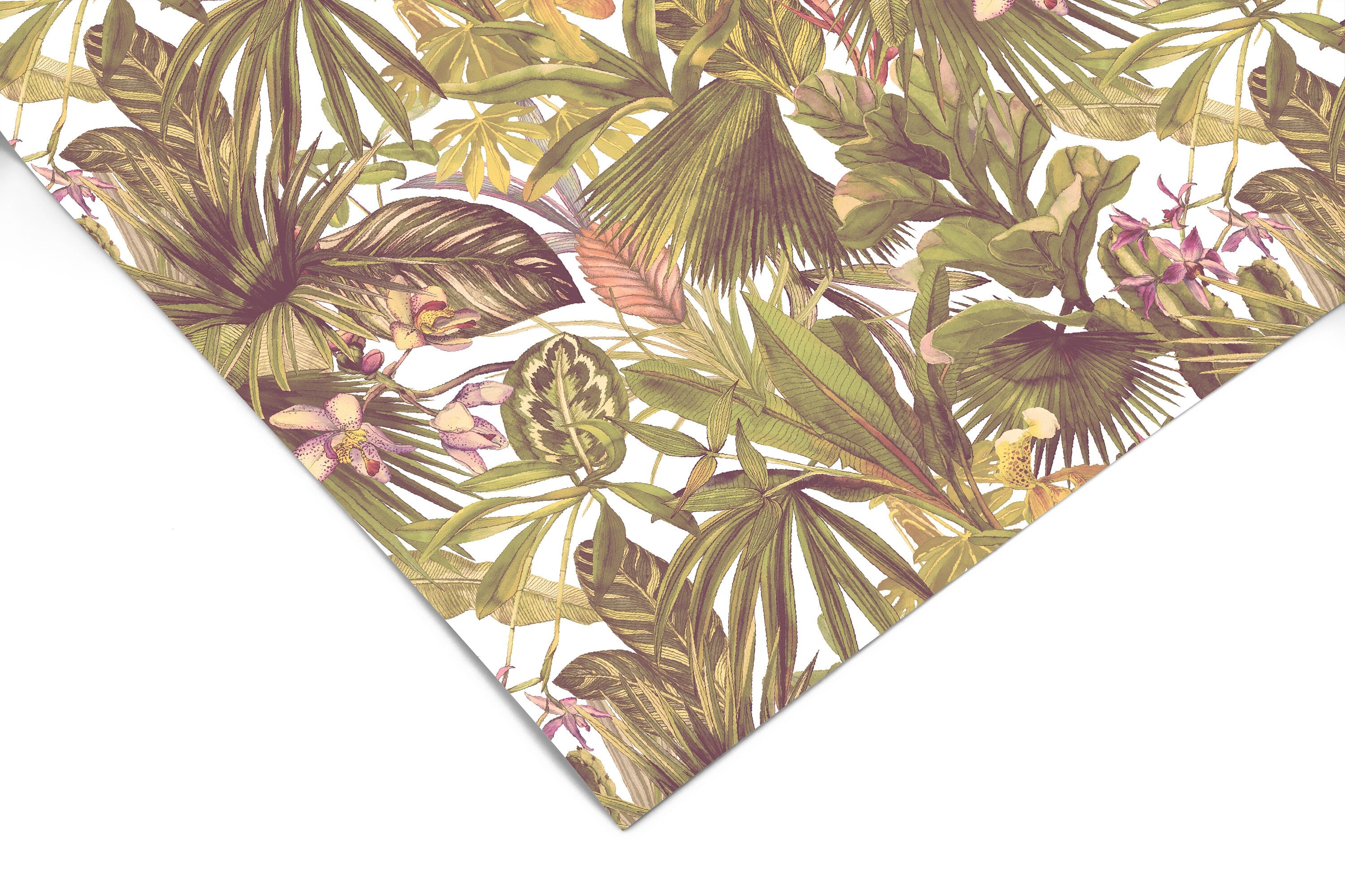 Green Tropical Floral Contact Paper | Peel And Stick Wallpaper | Removable Wallpaper | Shelf Liner | Drawer Liner | Peel and Stick Paper 444