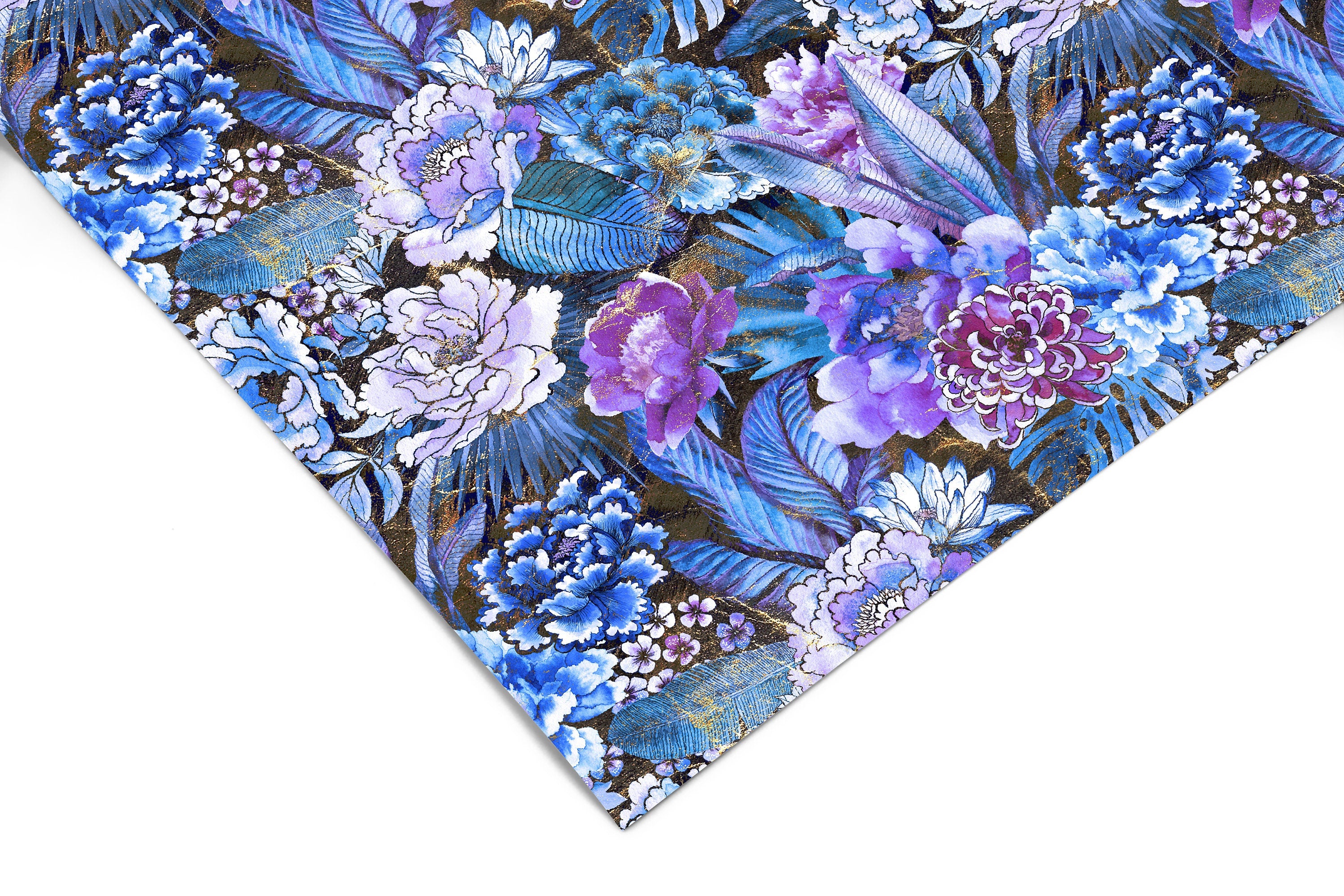 Blue Dark Tropical Contact Paper | Peel And Stick Wallpaper | Removable Wallpaper | Shelf Liner | Drawer Liner | Peel and Stick Paper 451 - JamesAndColors