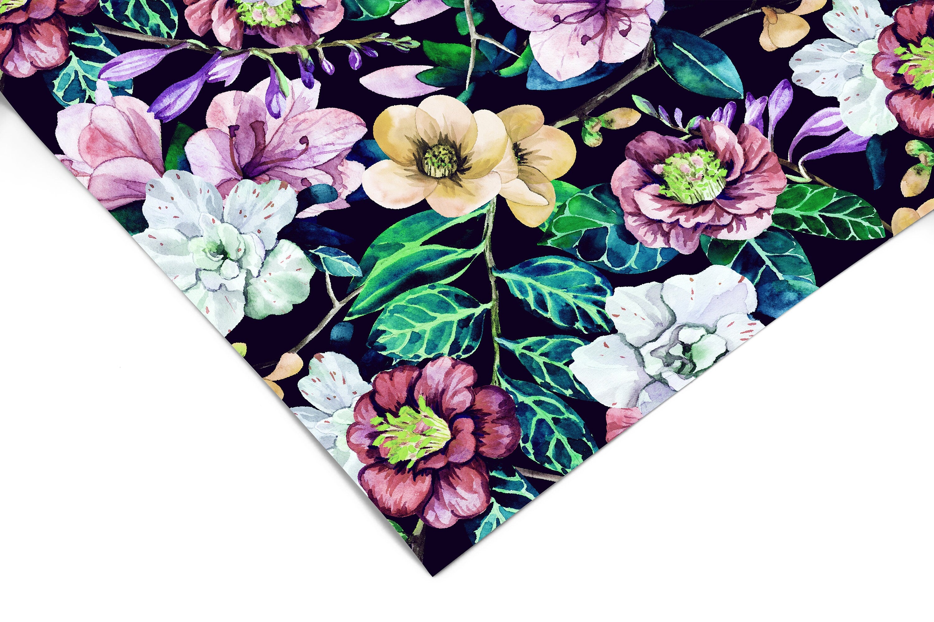 Dark Floral Tropical Contact Paper | Peel And Stick Wallpaper | Removable Wallpaper | Shelf Liner | Drawer Liner | Peel and Stick Paper 454