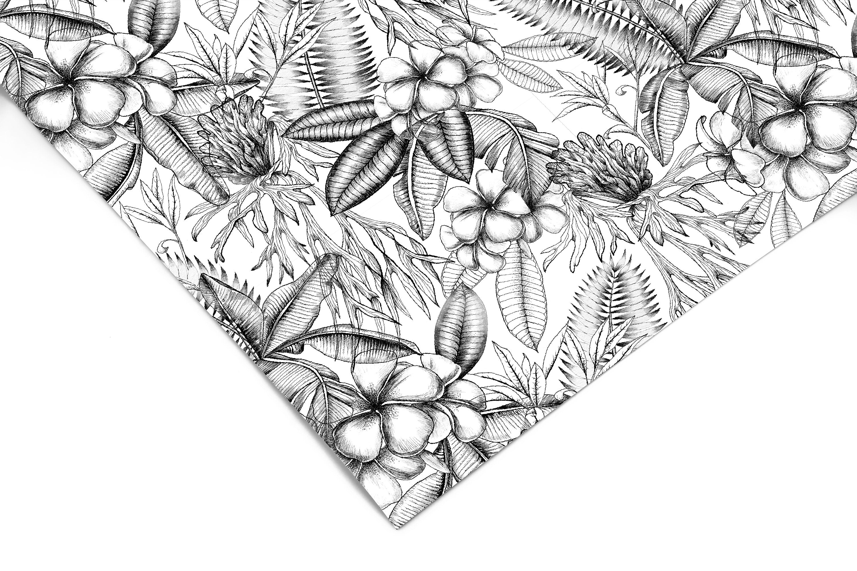 Black White Tropical Contact Paper | Peel And Stick Wallpaper | Removable Wallpaper | Shelf Liner | Drawer Liner | Peel and Stick Paper 455 - JamesAndColors