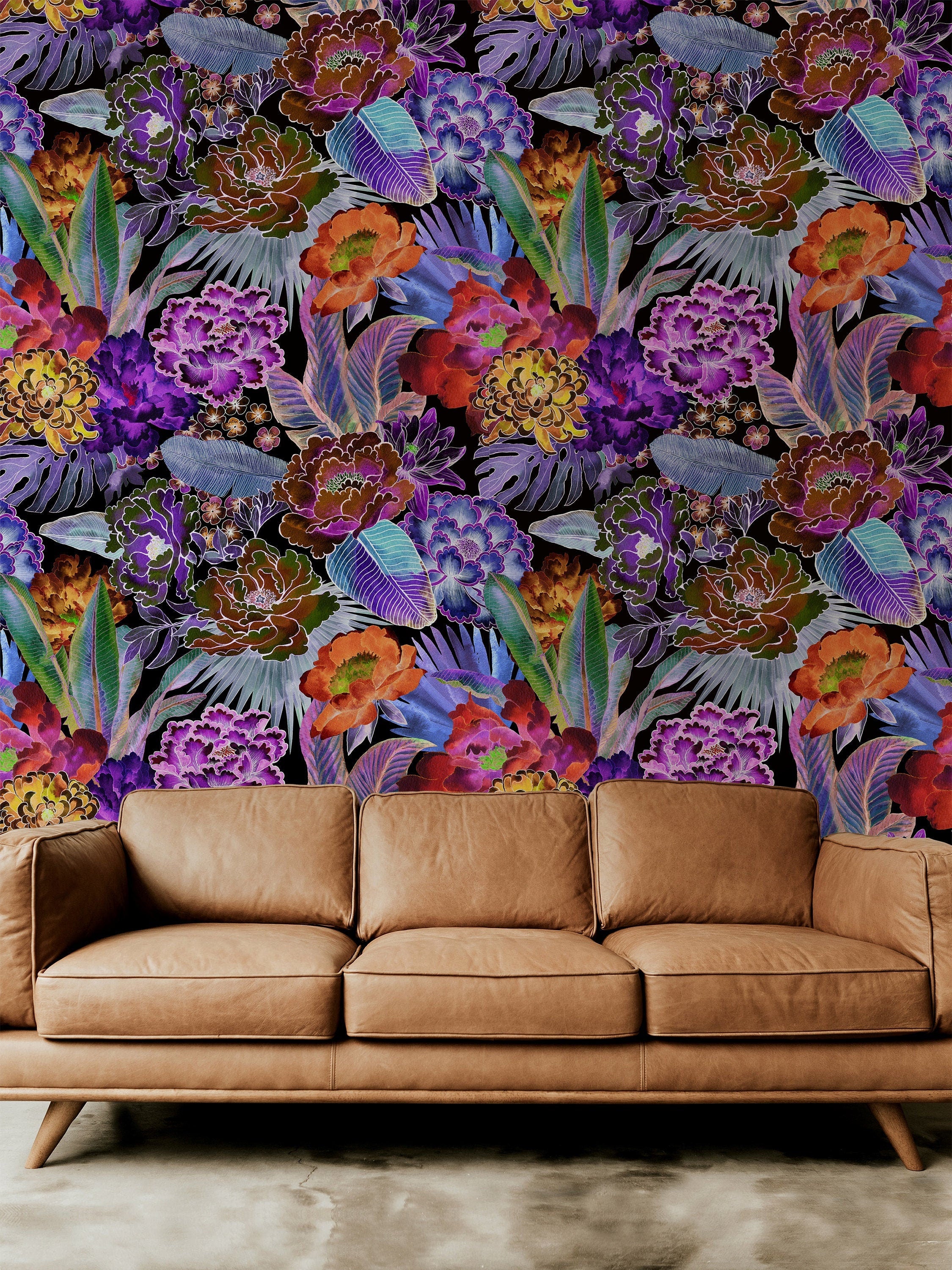 Dark Colorful Tropical Wallpaper | Removable Wallpaper | Peel And Stick Wallpaper | Wall Mural Wallpaper | Wall Paper Peel And Stick 2333 - JamesAndColors