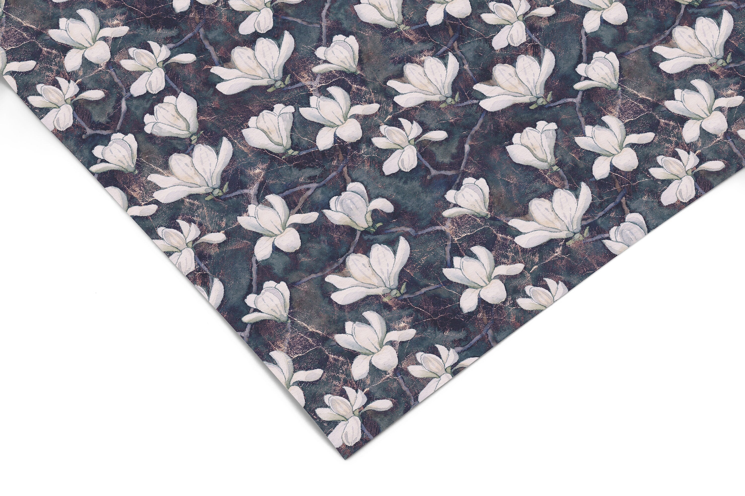 Dark Blue Floral Contact Paper | Peel And Stick Wallpaper | Removable Wallpaper | Shelf Liner | Drawer Liner | Peel and Stick Paper 461