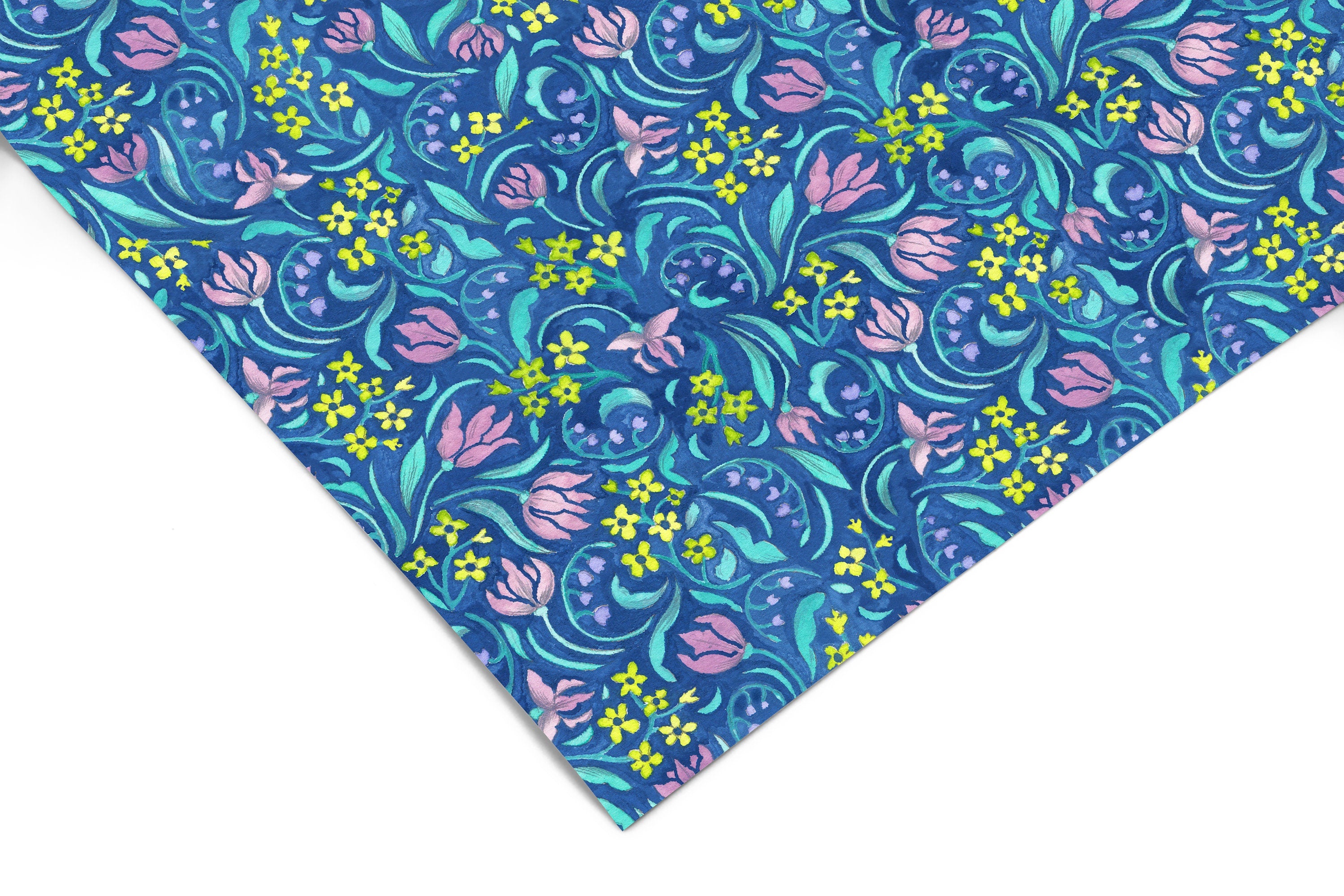 1 Sheet of 18in x 24in (2ft) Blue Purple Floral DISCOUNTED Contact Paper 462