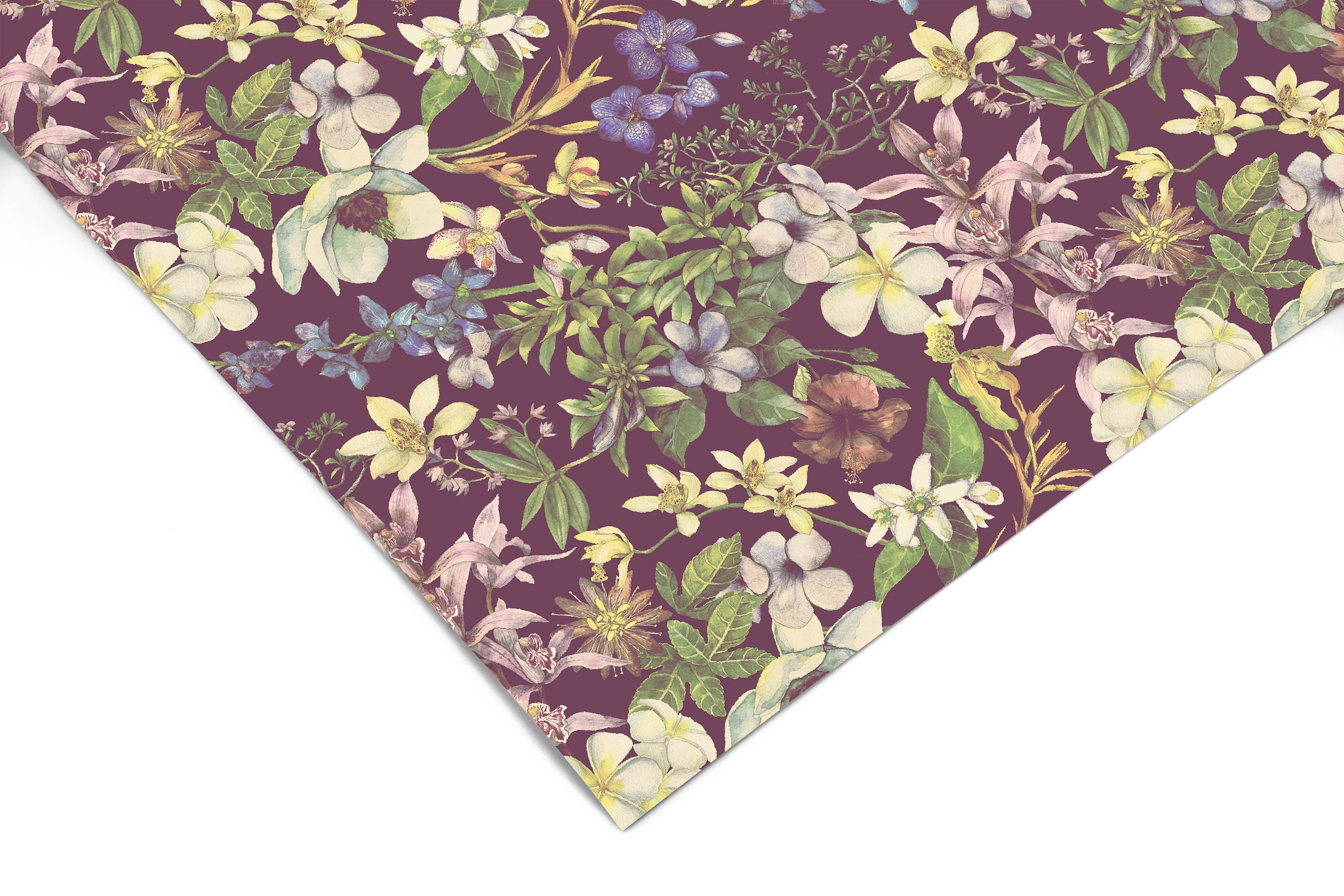 Dark Tropical Floral Contact Paper | Peel And Stick Wallpaper | Removable Wallpaper | Shelf Liner | Drawer Liner | Peel and Stick Paper 465