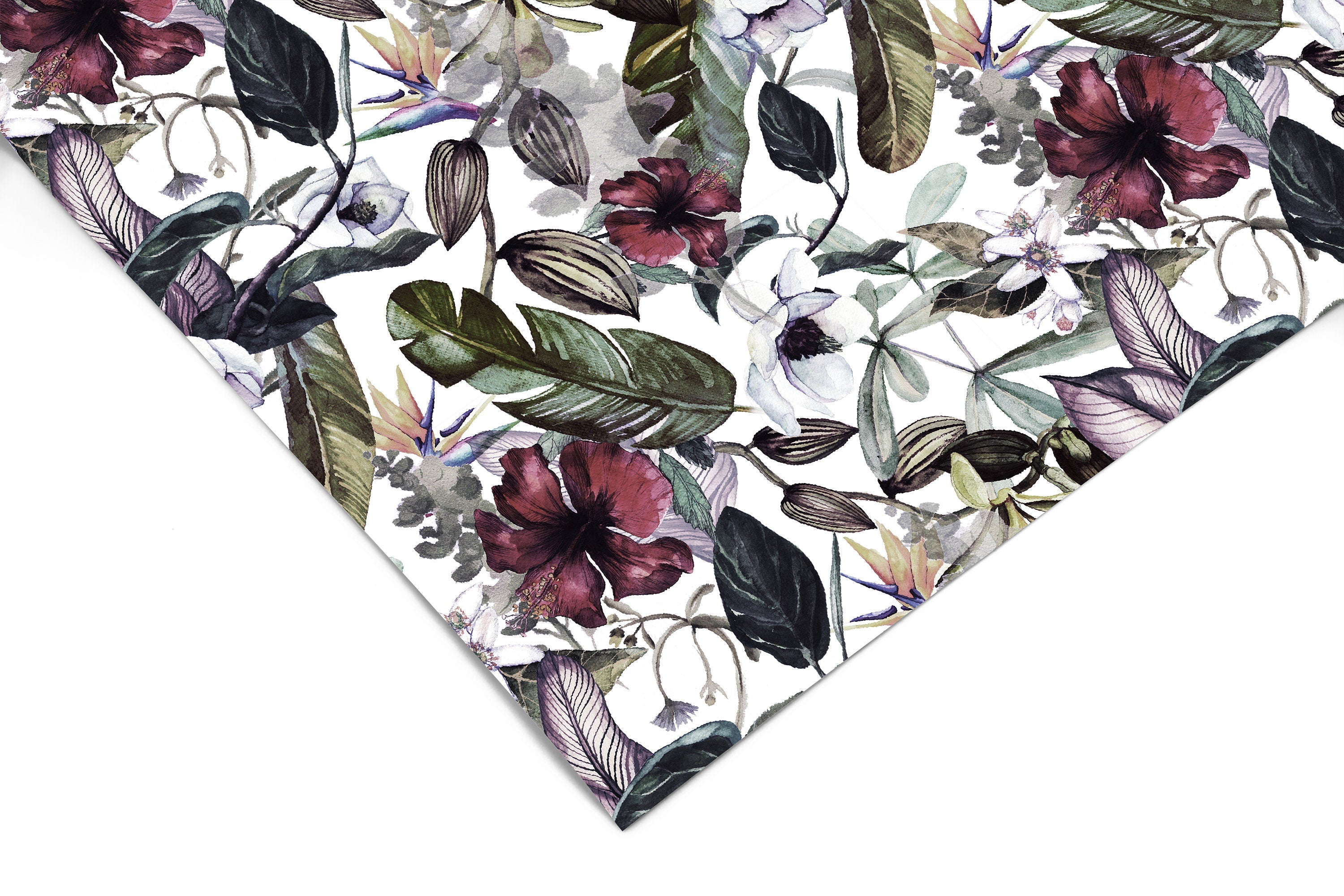 Moody Tropical Floral Contact Paper | Peel And Stick Wallpaper | Removable Wallpaper | Shelf Liner | Drawer Liner | Peel and Stick Paper 467