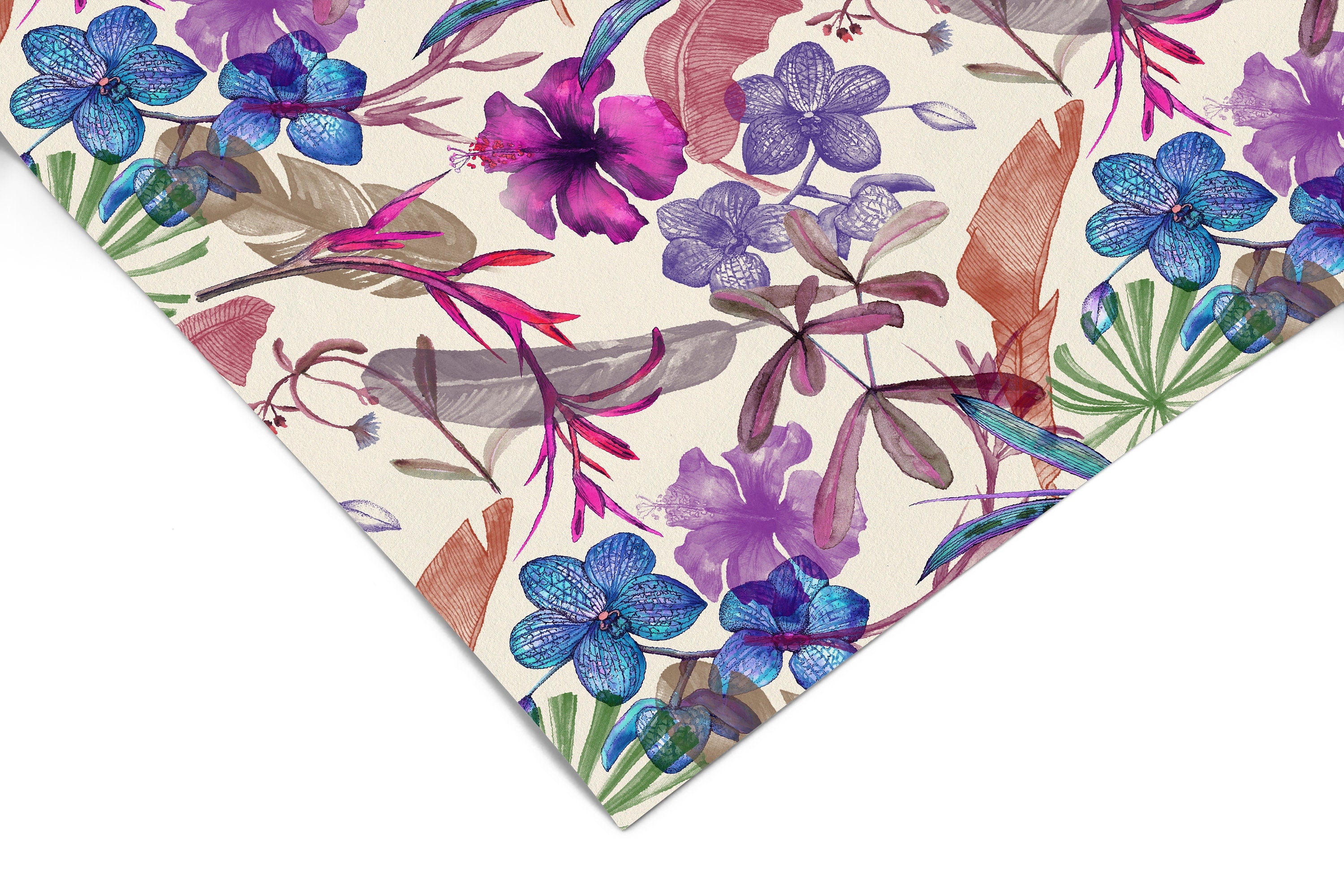 Color Tropic Floral Contact Paper | Peel And Stick Wallpaper | Removable Wallpaper | Shelf Liner | Drawer Liner | Peel and Stick Paper 470