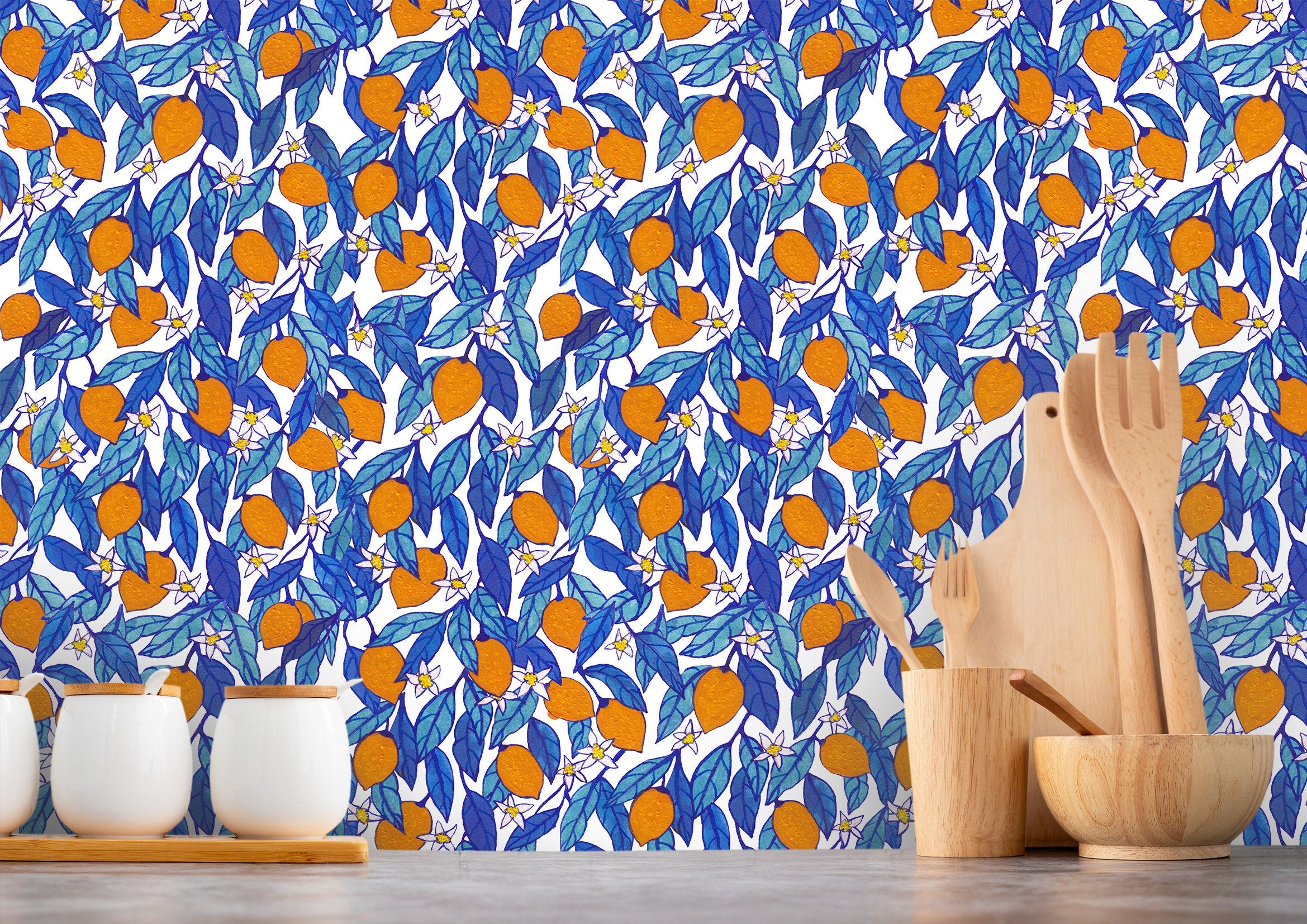 Painted Orange Leaf Wallpaper | Removable Wallpaper | Peel And Stick Wallpaper | Adhesive Wallpaper | Wall Paper Peel Stick Wall Mural 2357 - JamesAndColors